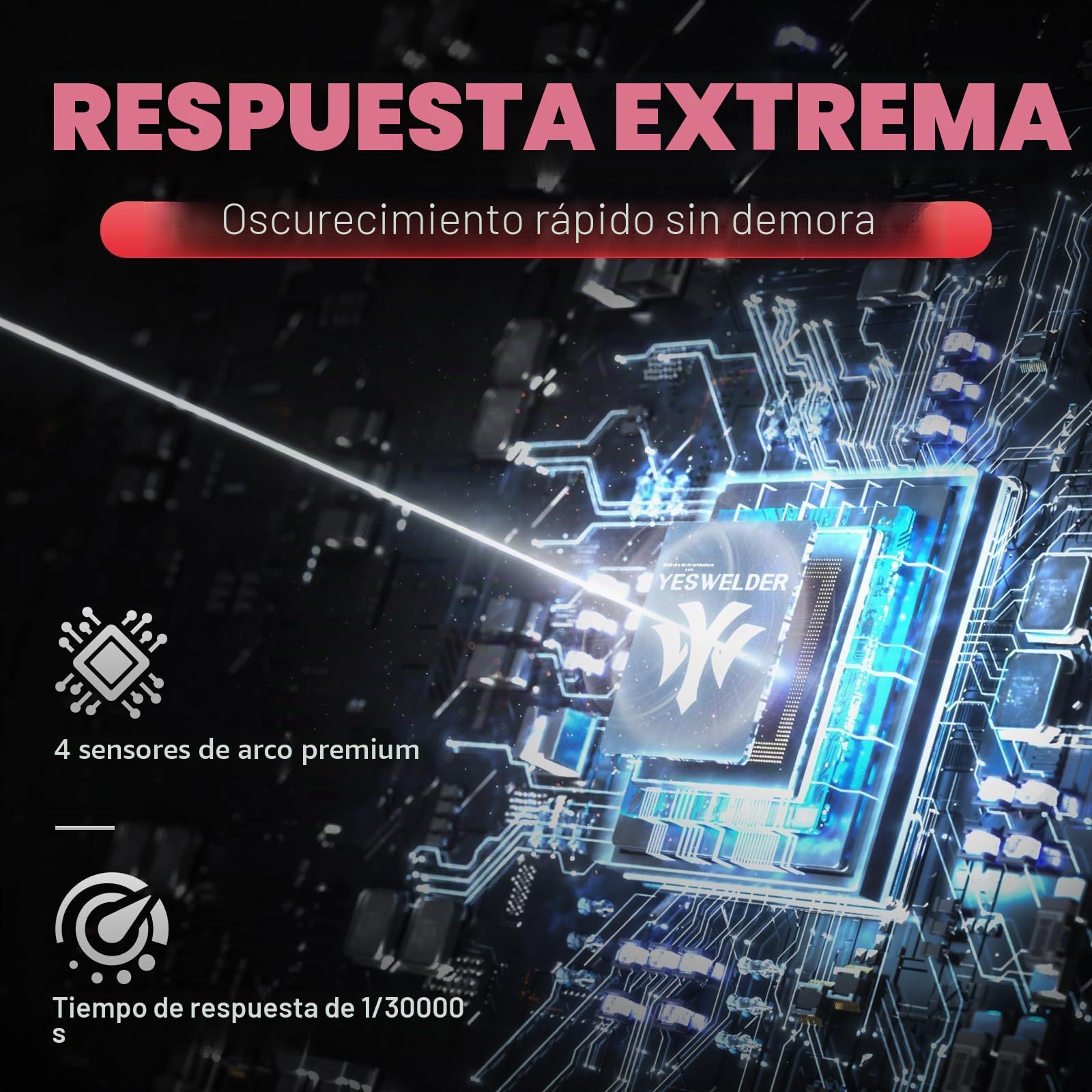 YESWELDER Careta Soldar Automatica Vista Grande Color Verdadero Accionado por Energía Solar, Mascara soldar Automático con Vista Lateral, 4 Sensores Sombra 4/5-9/9-13 para TIG MIG ARC CUT