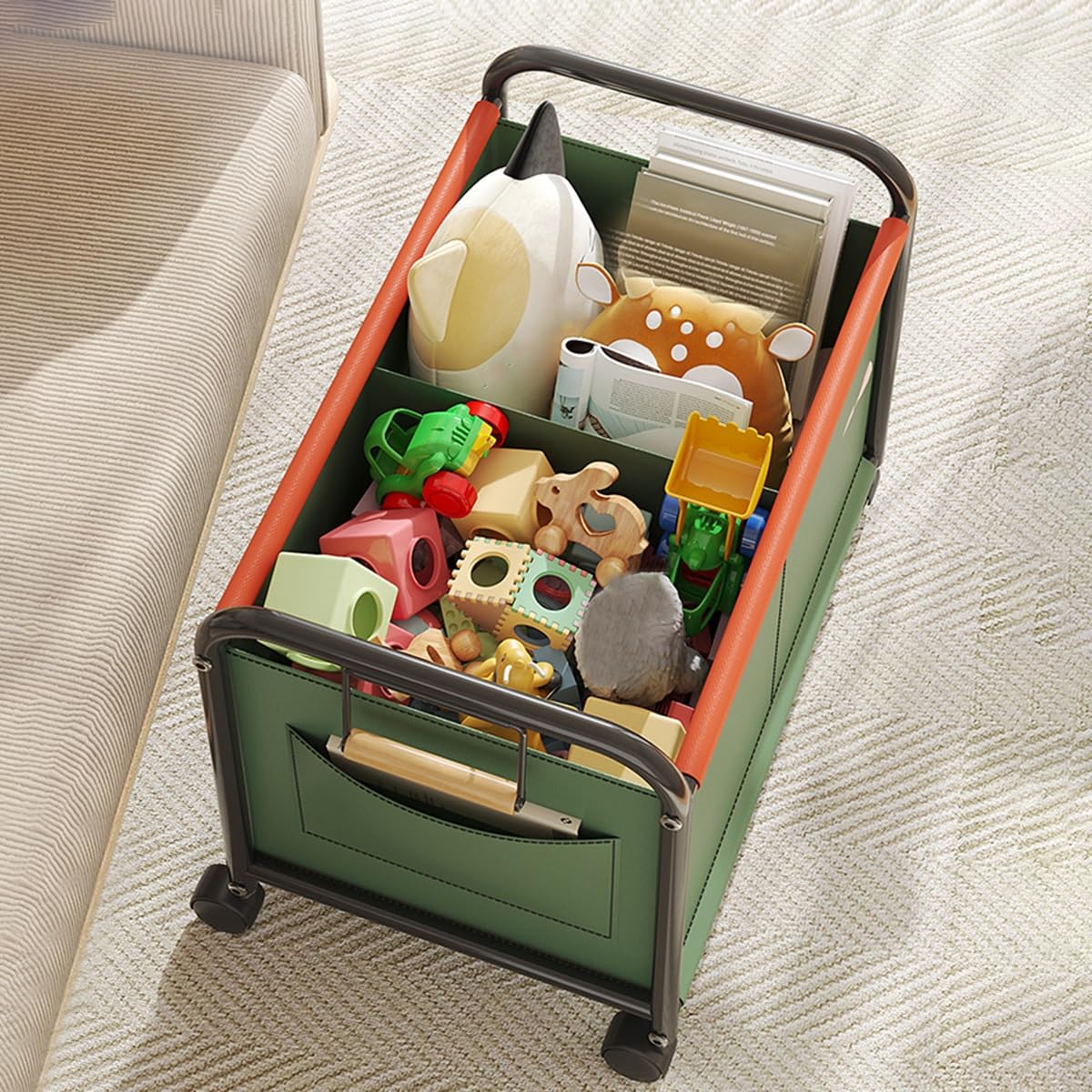 Scatola Giocattoli Con Ruote Pieghevole - 117 Litri, Con Coperchio, Per Camera Bambini