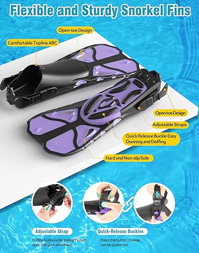 Miniatura 4 de Juego de esnórquel con aletas para adultos, equipo de esnórquel para adultos, hombres y mujeres, juego de máscara de snorkel para adultos, juego