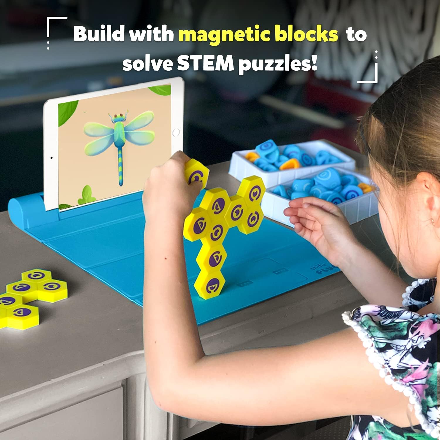Plugo STEM Pack by PlayShifu - Count, Letters & Link (3in1) | Math, Words, Magnetic Blocks, Puzzles | 4-10 Years STEM Toys | Gift Boys & Girls (Works with iPads, iPhones, Samsung tabs, Kindle Fire)