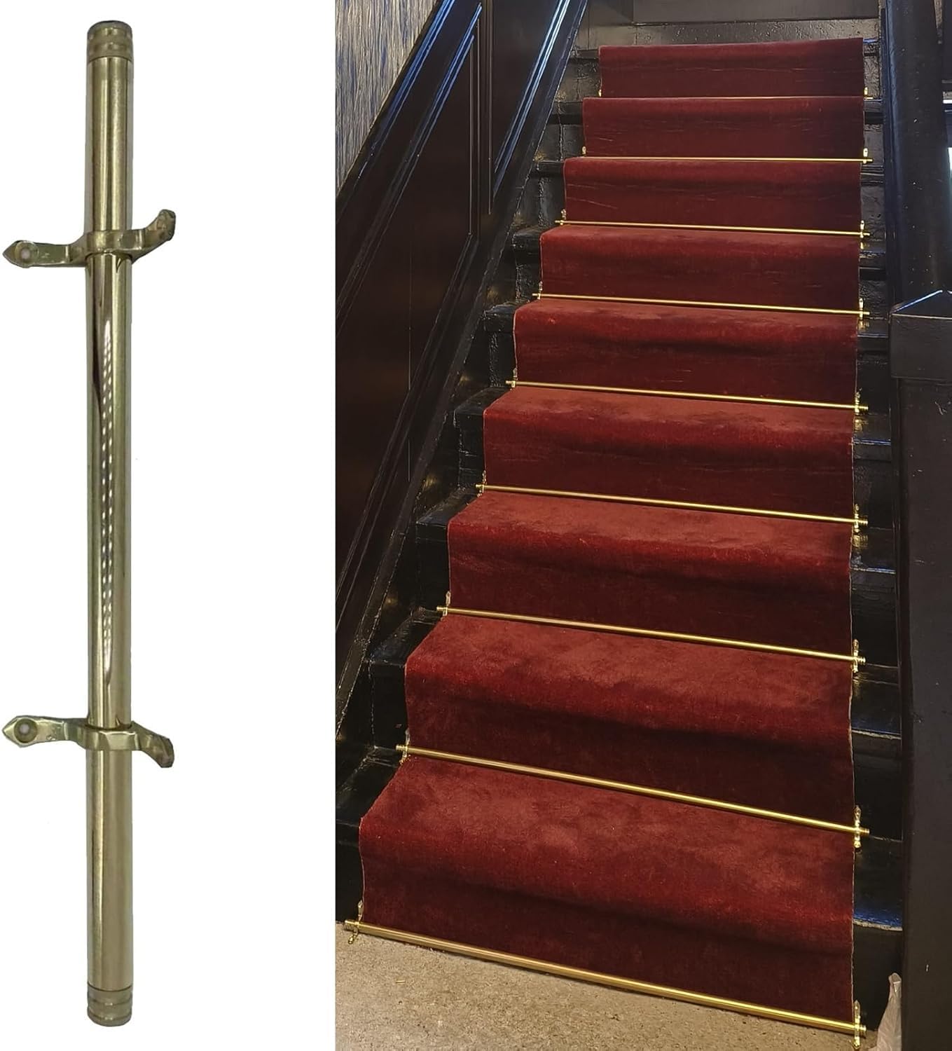 Barres de tapis d'escalier légères dorées pour bloquer et sécuriser les tapis de marche