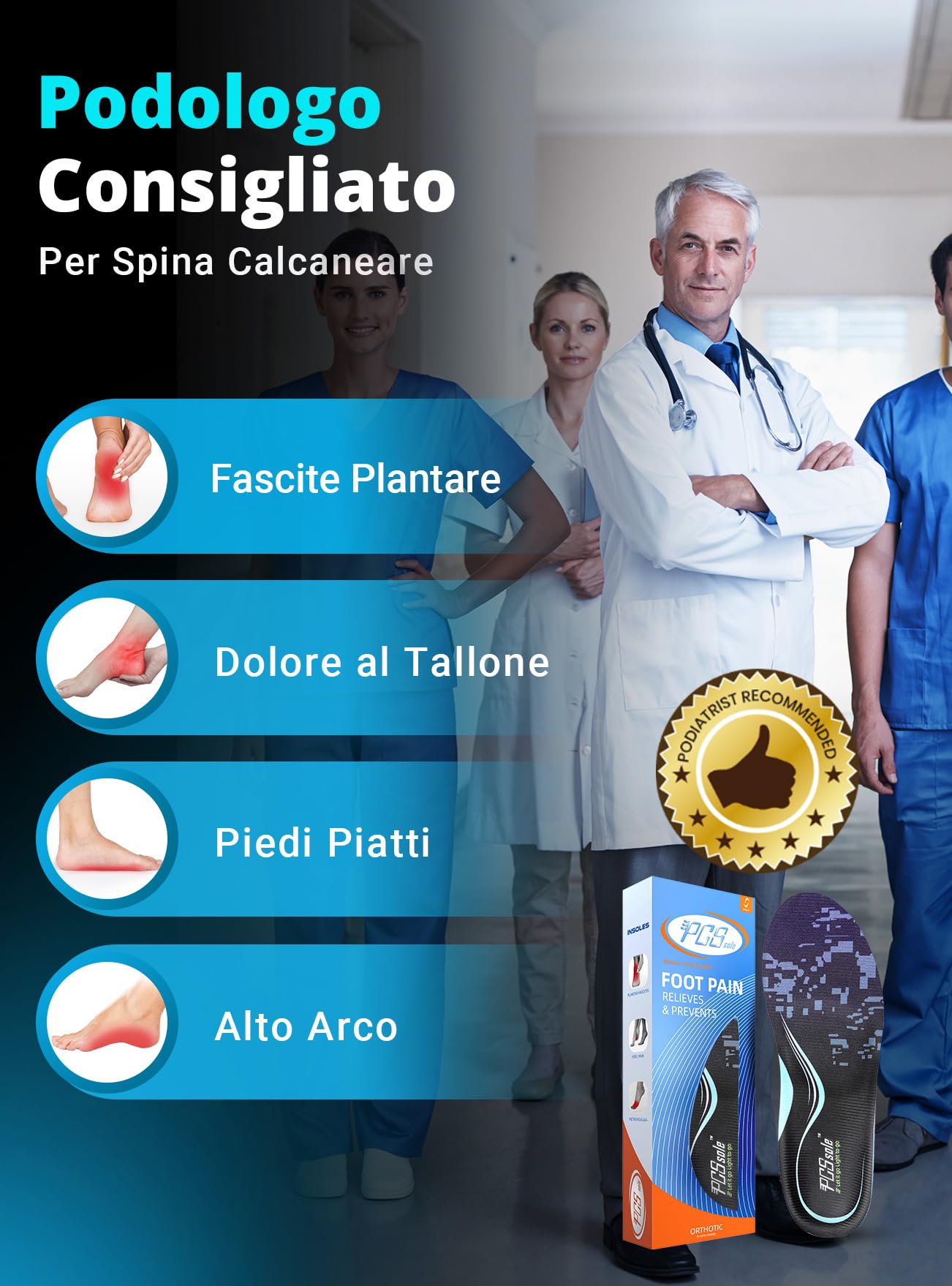 PCSsole Plantare Ortopedico Solette Scarpe plantari per tallonite Per Piede Piatto, Spina Calcaneare, Fascite Plantare, Metatarsale, Per Uomini E Donne