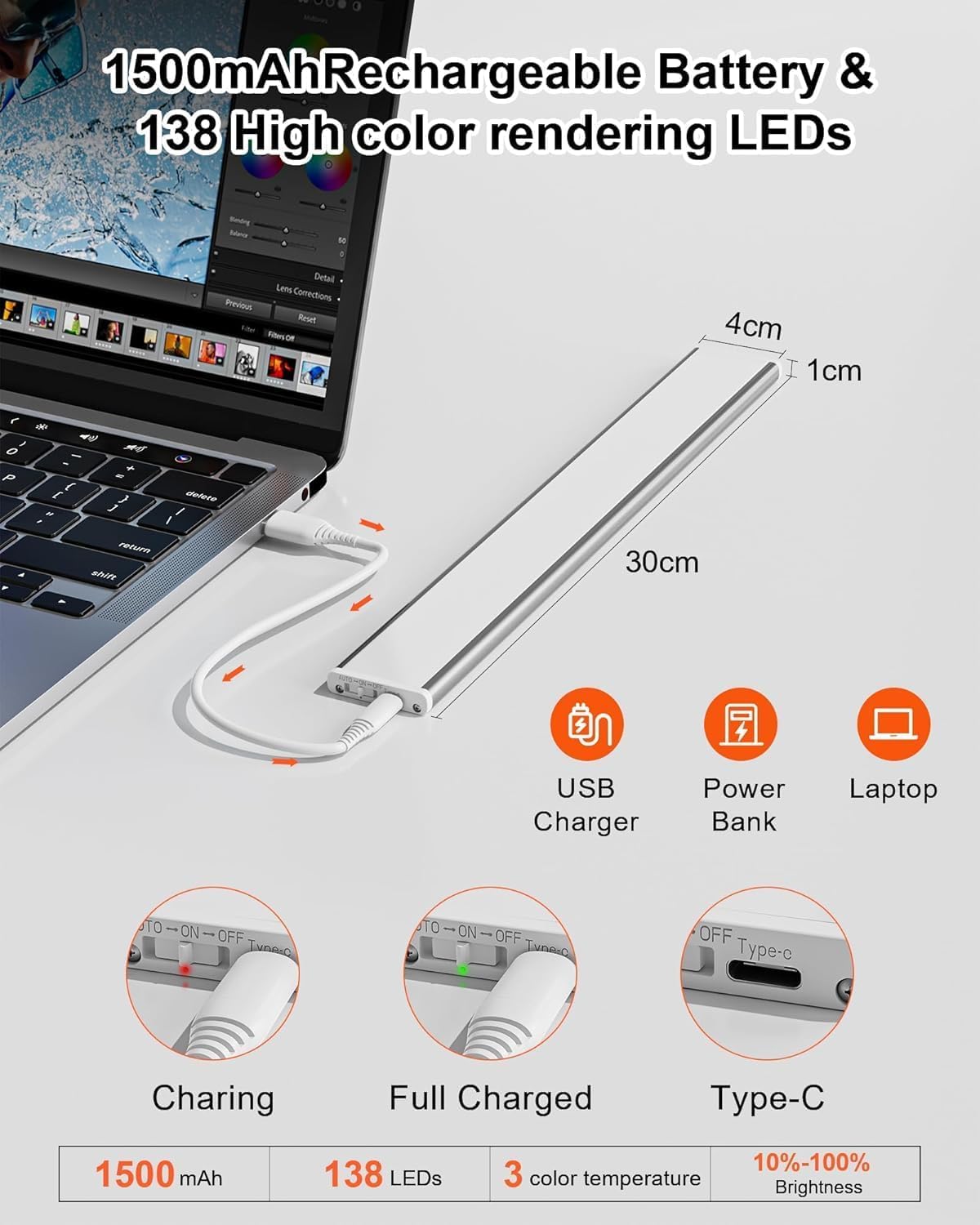 Rechargeable Under Cabinet Light - Motion Sensor & USB Charge -2 Rechargeable Under Cabinet Light - Motion Sensor & USB Charge -2