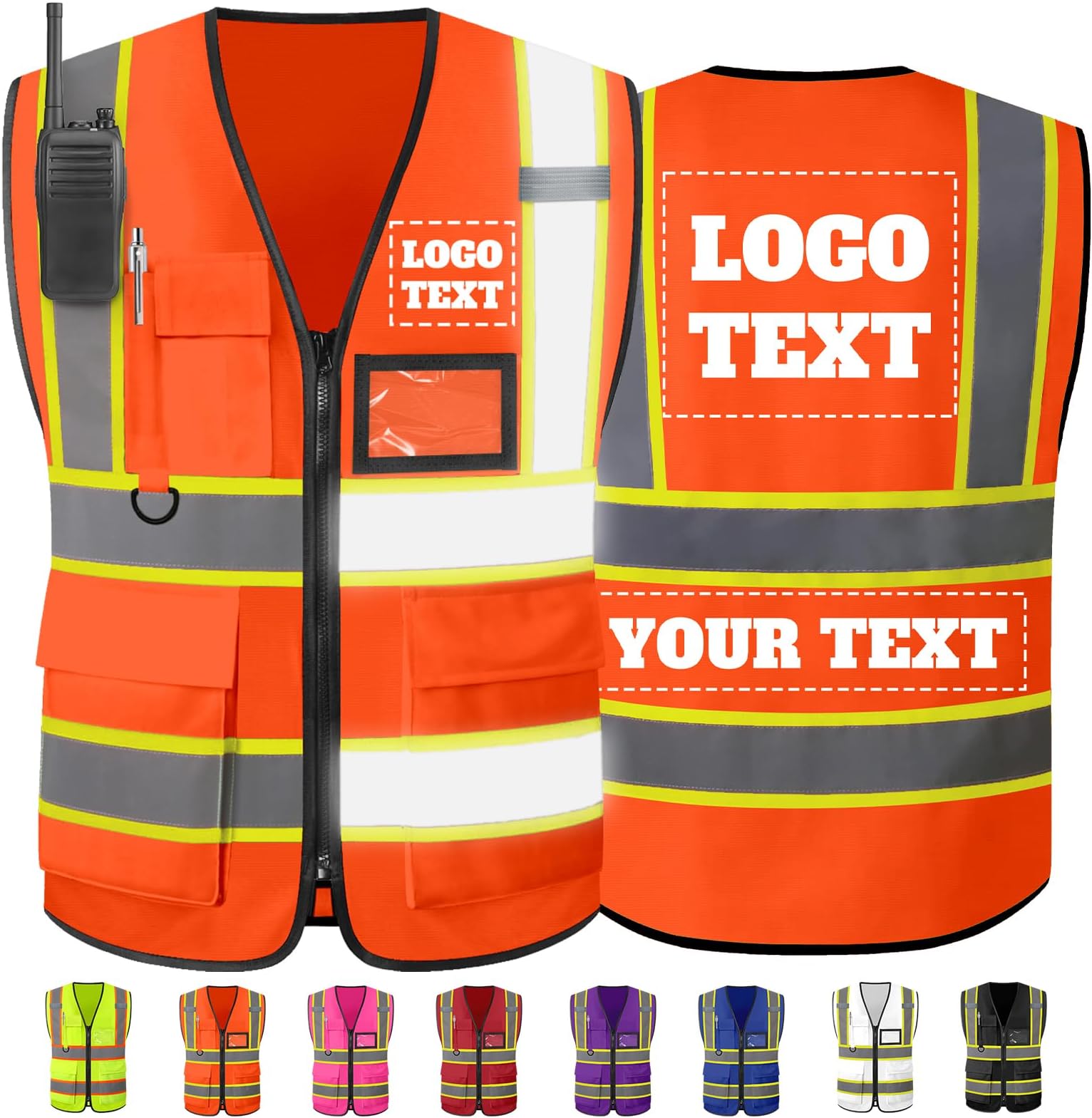 Custom Safety Vest High Visibility Reflective Vests with Logo Pockets Men Women Customize 2 two tone Work Vest Construction