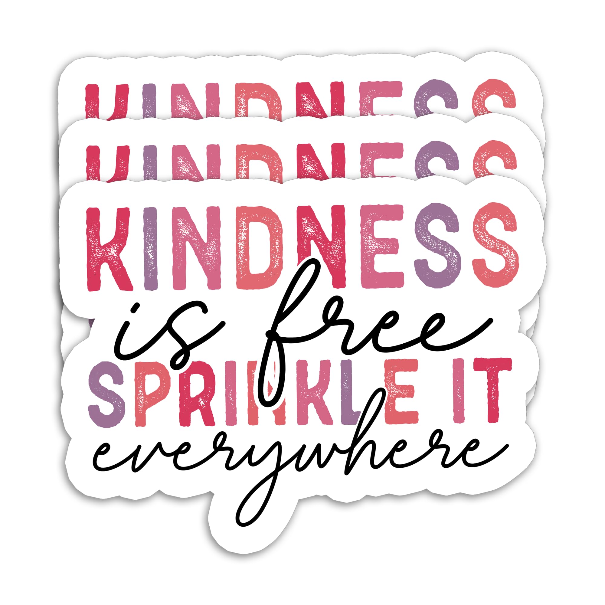 (3 Pack) Motivational Stickers - Kindness is Free Sprinkle It Everywhere – Inspirational Vinyl Decals with Positive Quotes for Laptops, Tumblers,