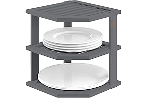Bambüsi Plate Organizer for Cabinet: Kitchen and Bathroom Space Saver