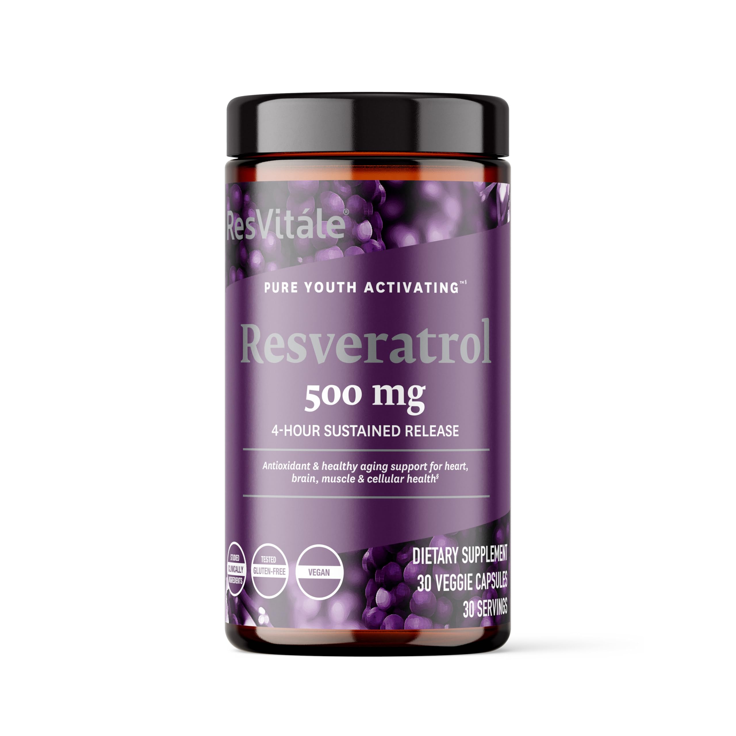 ResVitale Resveratrol 500 mg - Resveratrol Supplement for Men and Women - 30 Veggie Capsules