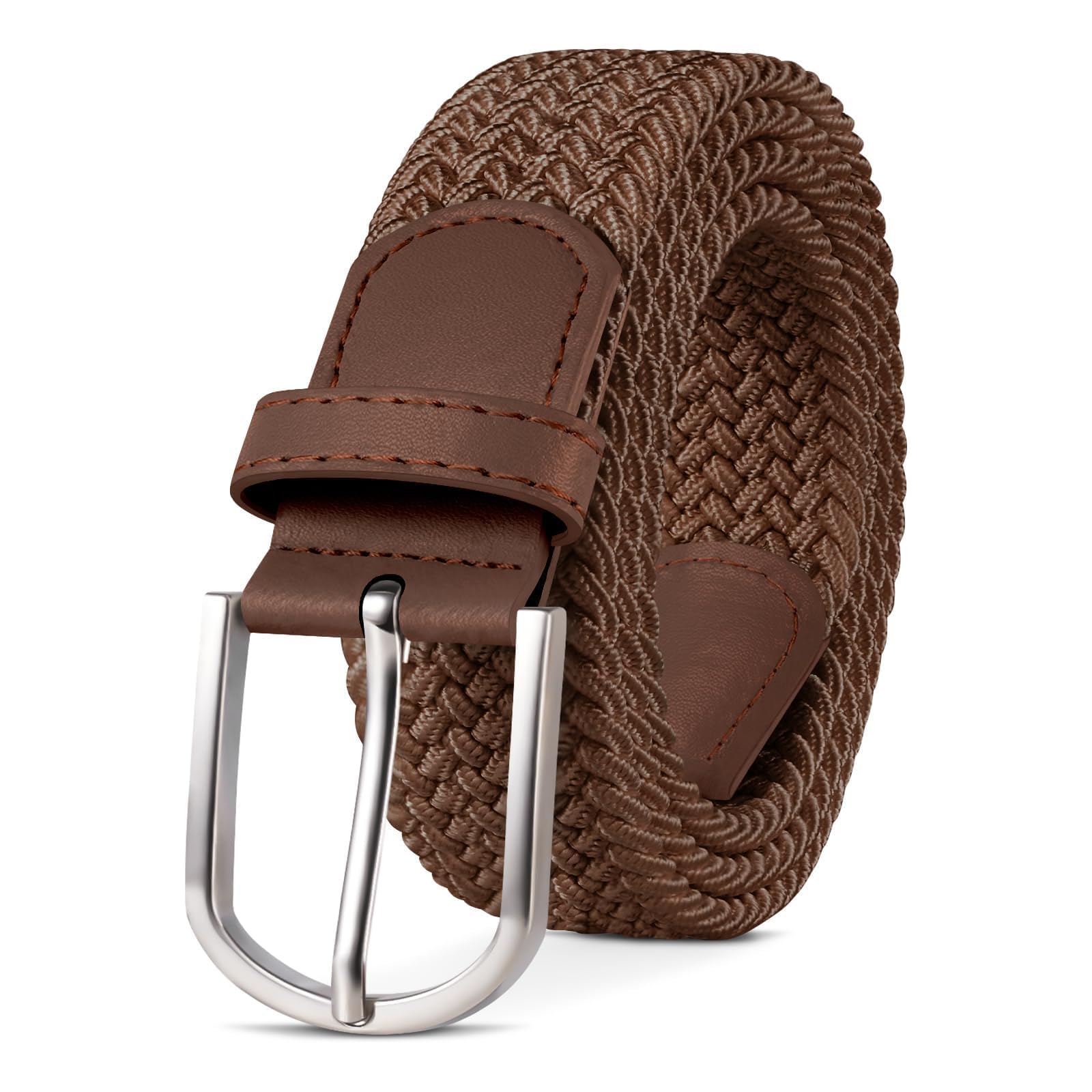 TANGCHAO Cintura Elastica Intrecciata per Uomo e Donna Cinturino Elastica Intrecciata con Fibbia in Lega di Zinco 33mm (1.25") Colori Multipli