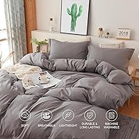 Vista 4 de Juego de funda de edredón de lujo de 2 piezas, incluye 1 funda de edredón y 1 funda de almohada a juego, ultrasuave y de fácil cuidado, cierre
