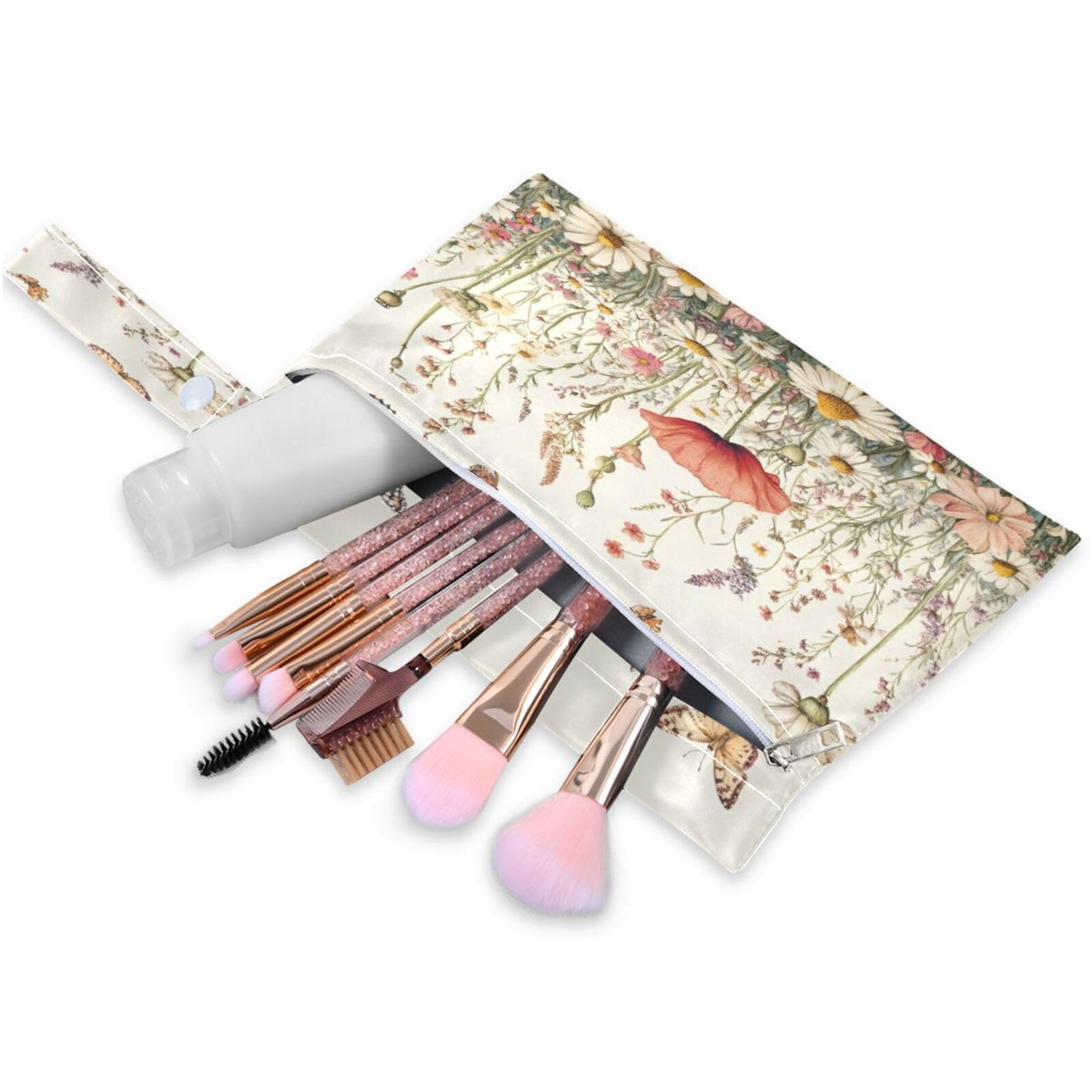 ATTX Wildflowers and Butterflies Wet Dry Bags 2-Pack - Reusable Cloth Diaper Storage for Travel, Beach & Gym | Multi-Use Waterproof Bags for Swimsuits, Baby Clothes, Sports Gear#485