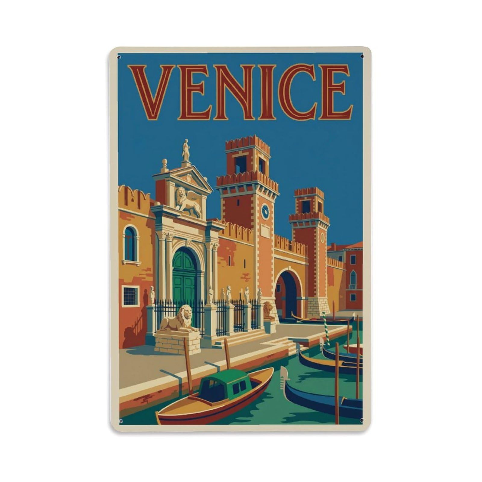 Vintage Travel Shipyard Italy Historic Metal Tin Sign Plaque Wall Decor for Cafe, Club Bar, Office, Home Garden Metal Poster 8x12Inch