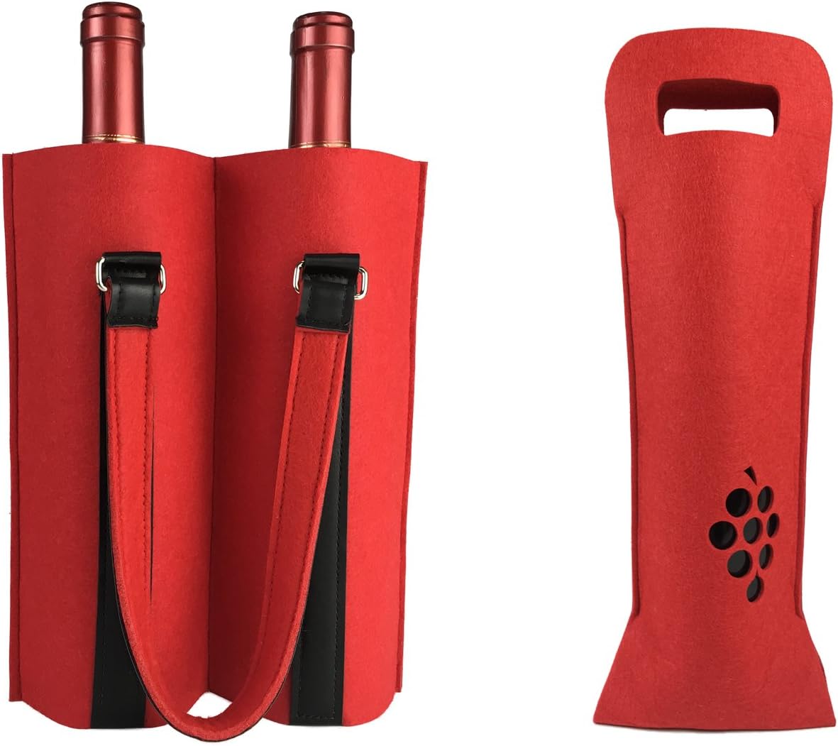 Wine Bag Set of 2, Single Bottle Wine Tote and Double