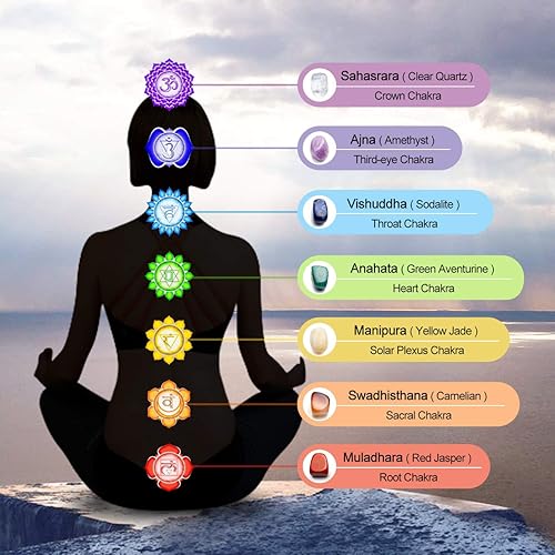 Miniatura 7 de Top Plaza Cristales curativos de reiki de 7 chakras equilibrio de yoga forma irregular piedras de palma pulidas con pulsera de cristal curativo de 7