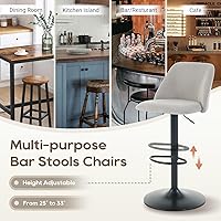 Vista 11 de COLAMY Bar Stools Set of 4, Modern Swivel Bar Chairs, Adjustable Upholstered Barstools Counter Height with Full Backrest for Bar, Dining Room
