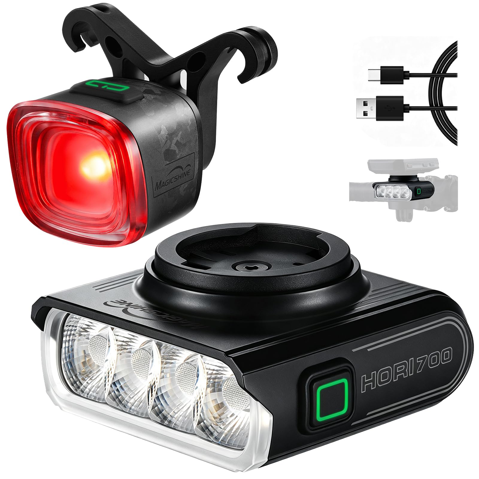 Magicshine Hori 700 Bike Headlight & URBO Taillight Bicycle Light Set