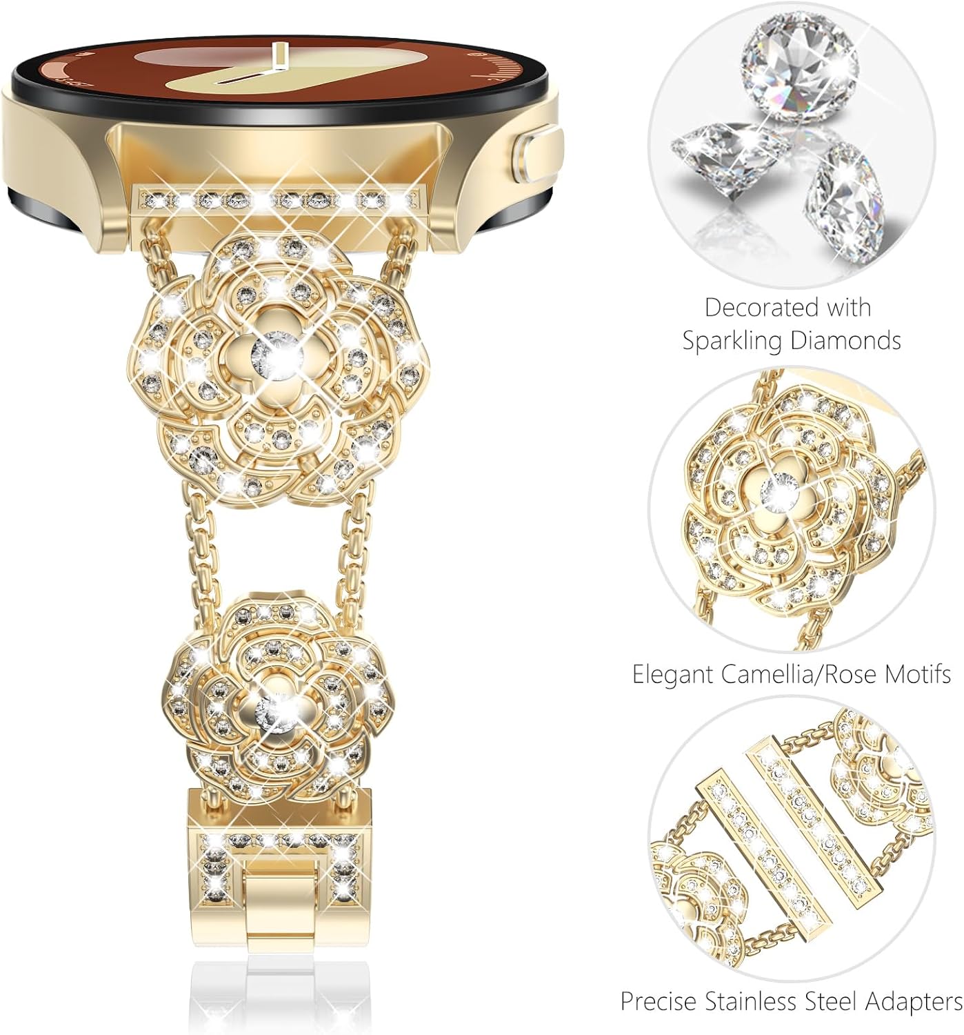 WINGLE for Galaxy Watch 8/8 Classic Band 40/44/46mm Galaxy Watch 7 6 5 4 FE Band 40mm 44mm Samsung Watch 5 Pro Bands 45mm, Women Bling Sparkling Diamond Bands for Watch 6/4 Classic 43mm 47mm 42mm 46mm - Image 4