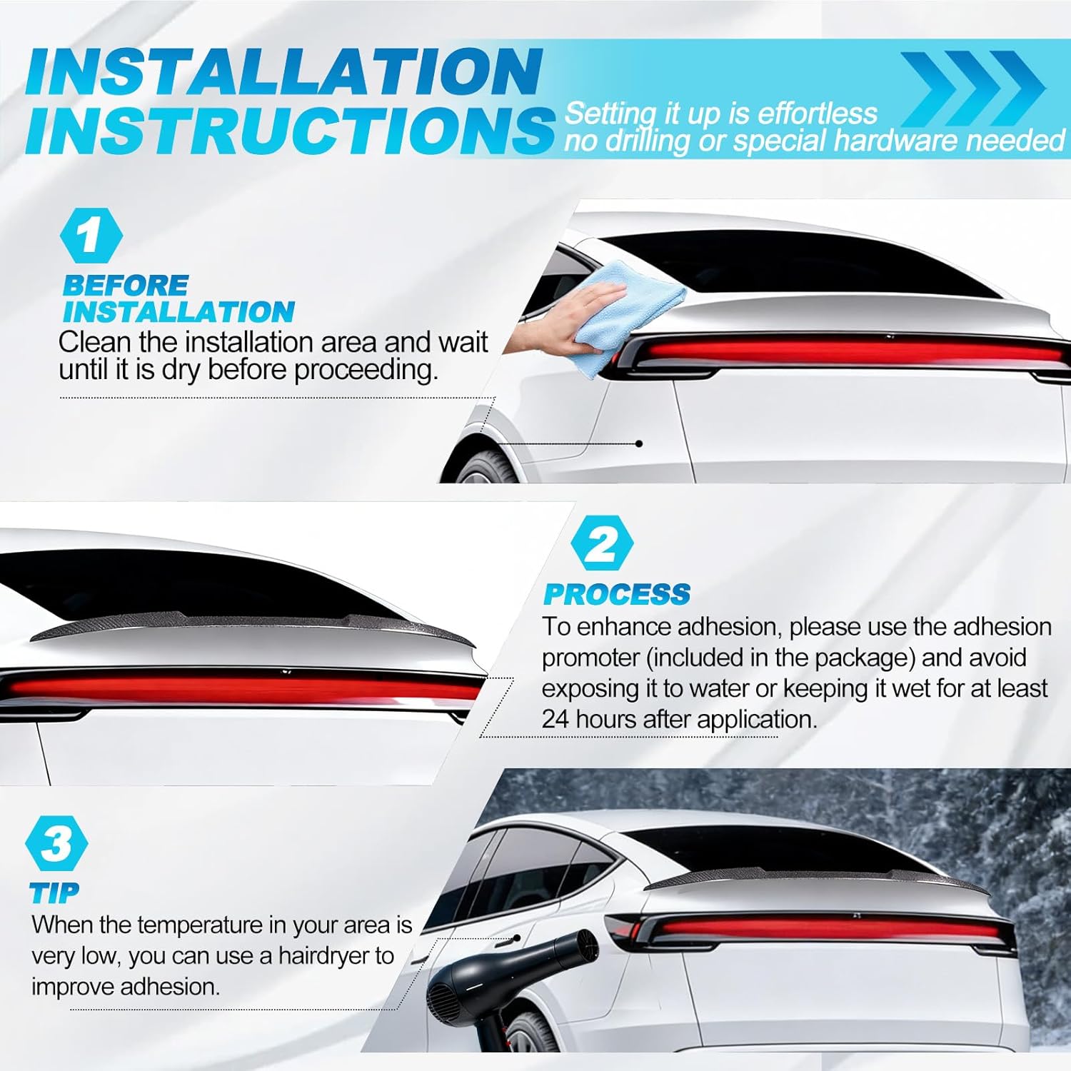 Dermon Rear Spoiler Trunk Wing for 2025 2026 Tesla Model Y Juniper Duckbill V Style Rear Trunk Lip Wing No-Drill Installation ABS Material Exterior Accessories (High Glossy Carbon Fiber Look)