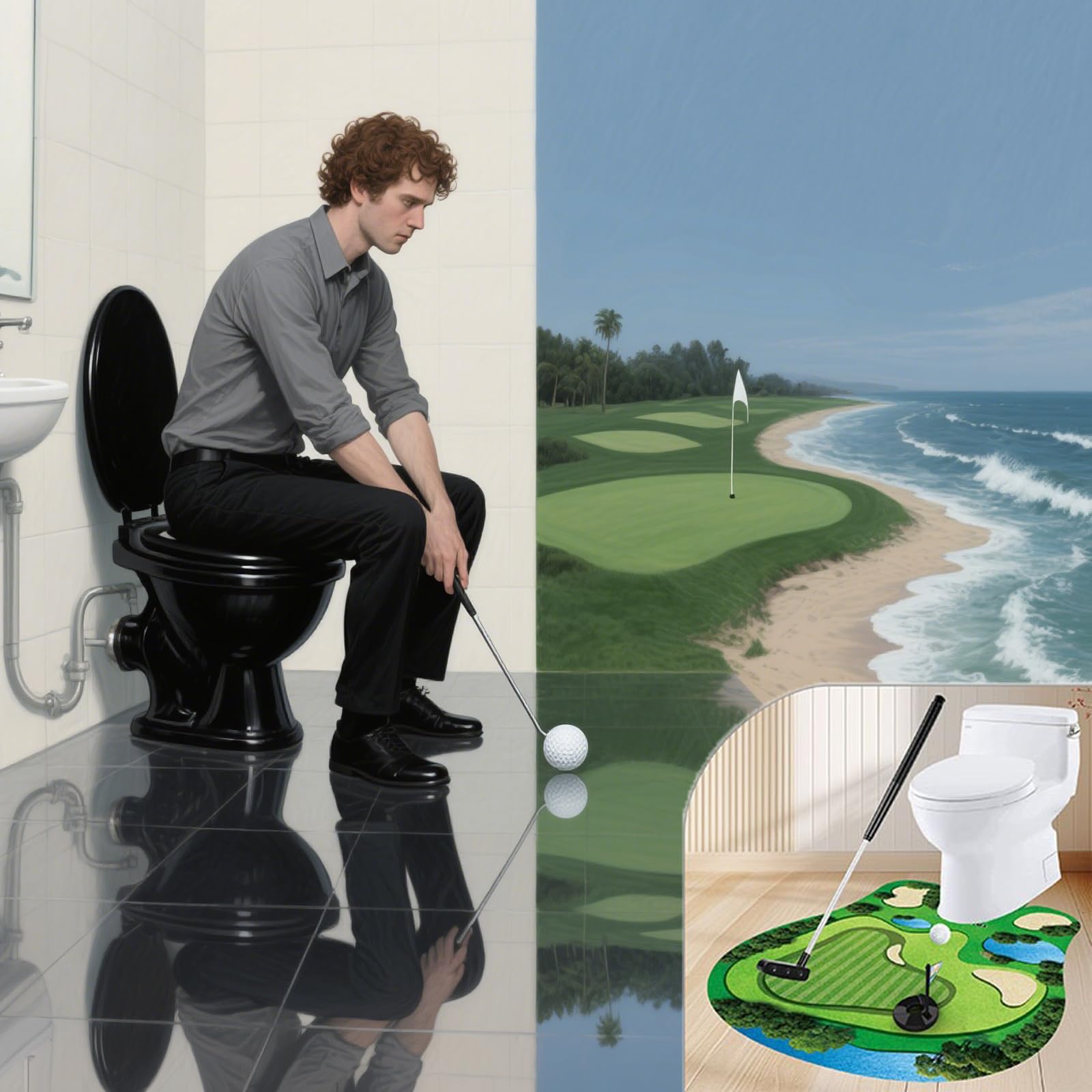 Bathroom Mini Golfing Practice Golf Toilet Game Set Regali Divertenti per Giocatori di Golf