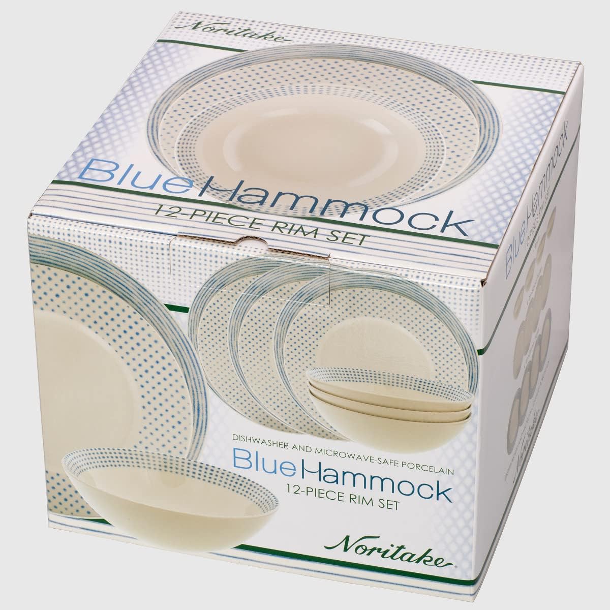 Noritake Blue Hammock 12-Piece Rim Dinnerware Set, Service for 4