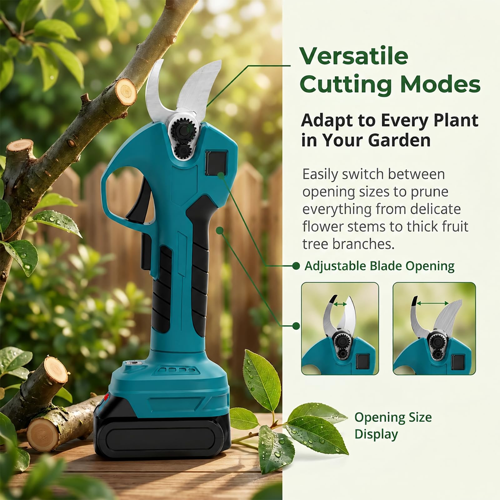 hKjPlvf Tijeras de Podar Electricas sin Cable para Artritis, Bateria 48V, Hoja Acero SK5, Corte 45mm, Cortador de Ramas Ligero para Mujeres y Ancianos, Herramienta Jardin Profesional