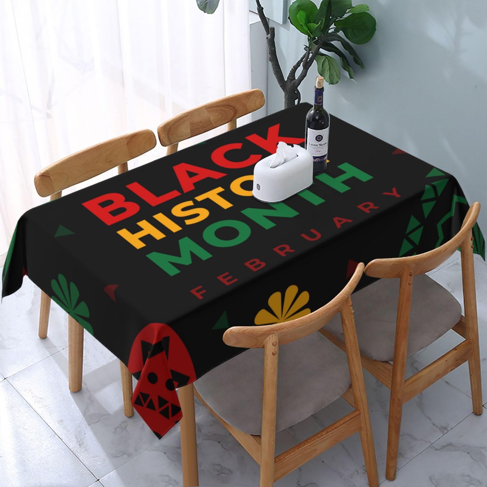 JunHeArt Black History Month Tablecloth Rectangle Table Cover Washable Table Cloths Decor For Kitchen 54" X 72"