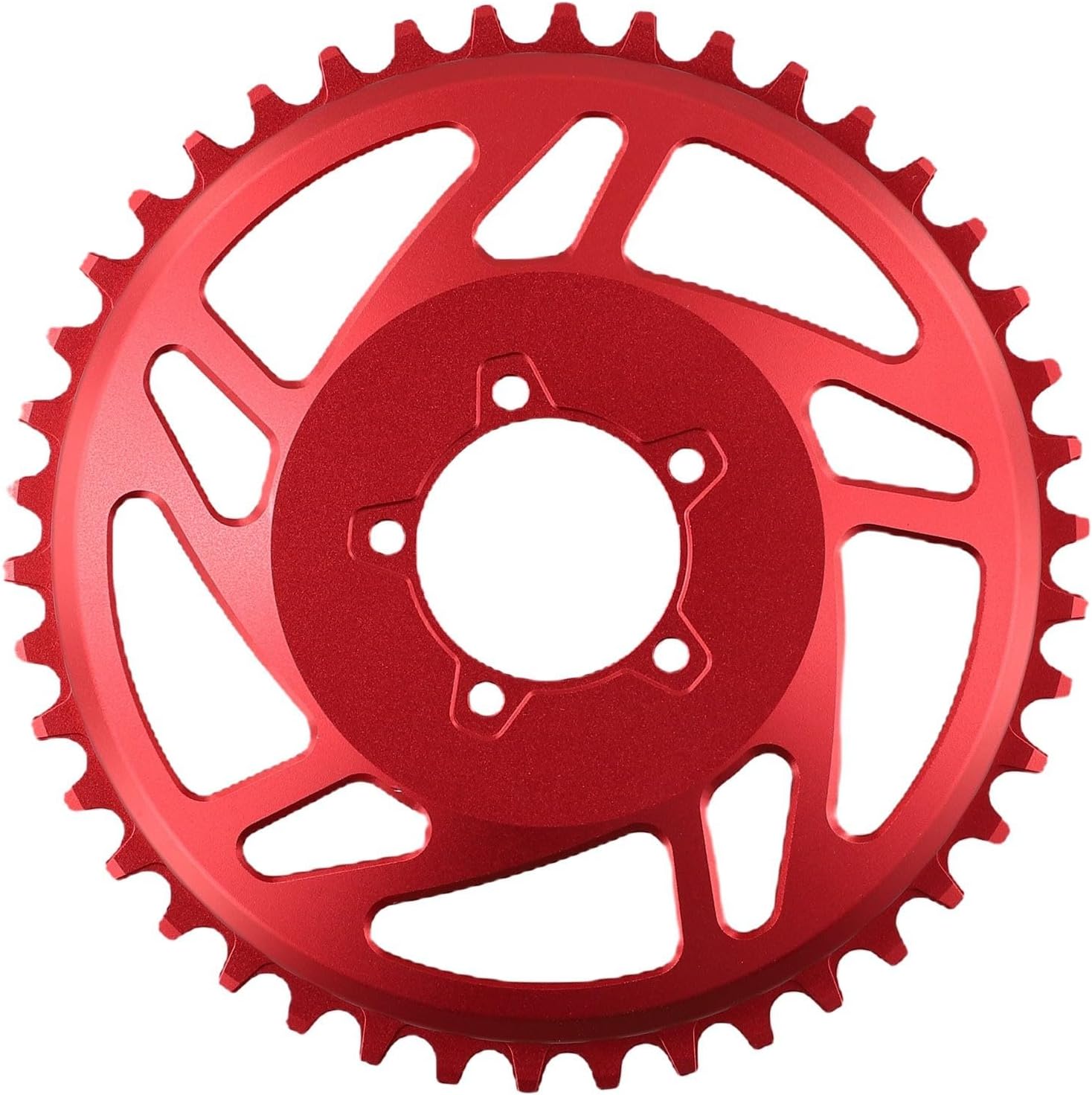 42T Electric Bike Chainring Aluminum Alloy Offset Correction Chain Ring for Bafang Motor(Red)