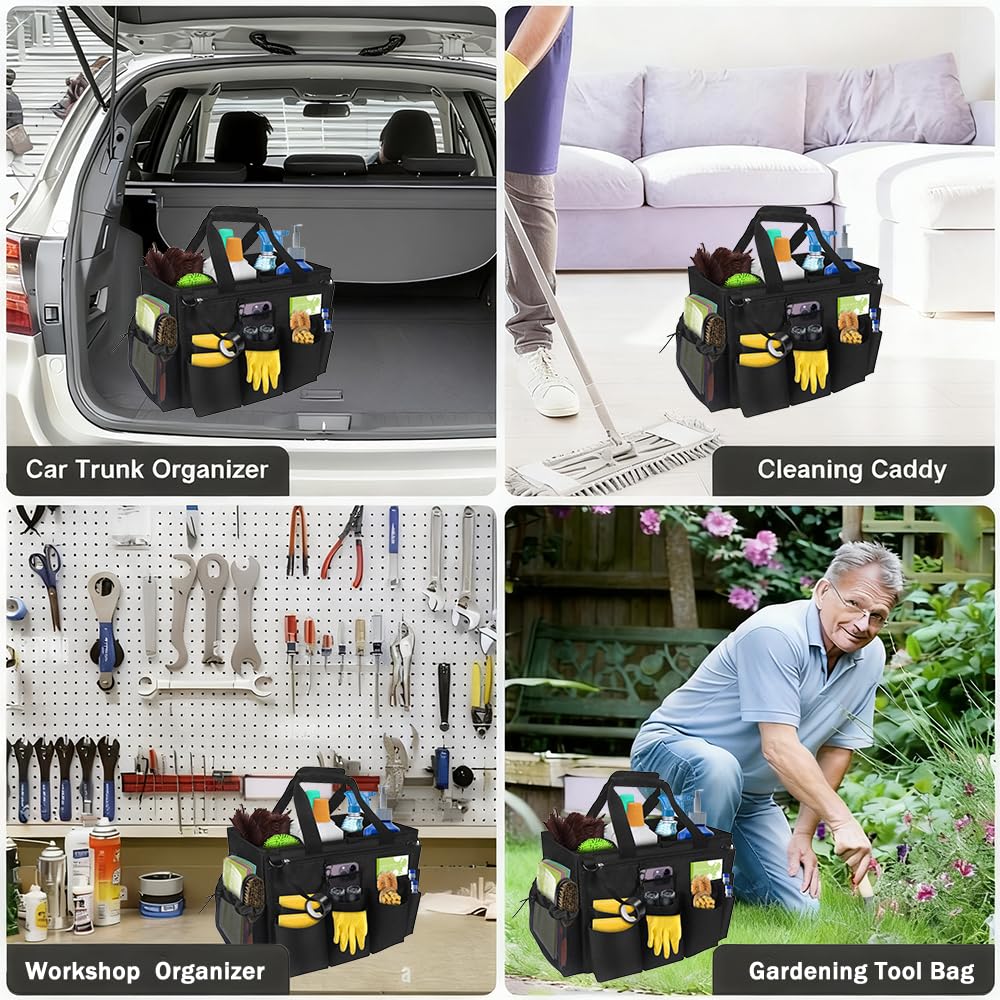 UWIOFF Reinigungs-Caddy mit Griff, Organizer für Reinigungsmittel und verstellbare Schultergurte für Zuhause, Auto, Garten