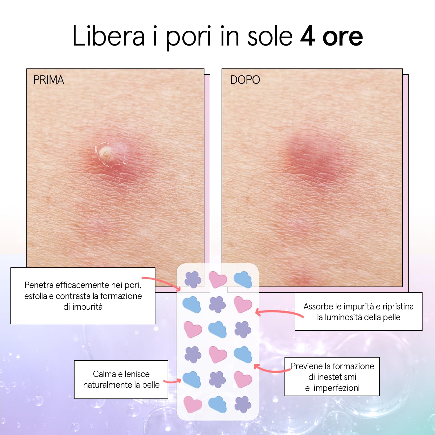grace & stella Cerotti Idrocolloidali e Anti Imperfezioni Viso - Hydrocolloid Patch Dermatologicamente Testati, Vegan, Cruelty-Free [Misti, 72 Pezzi]