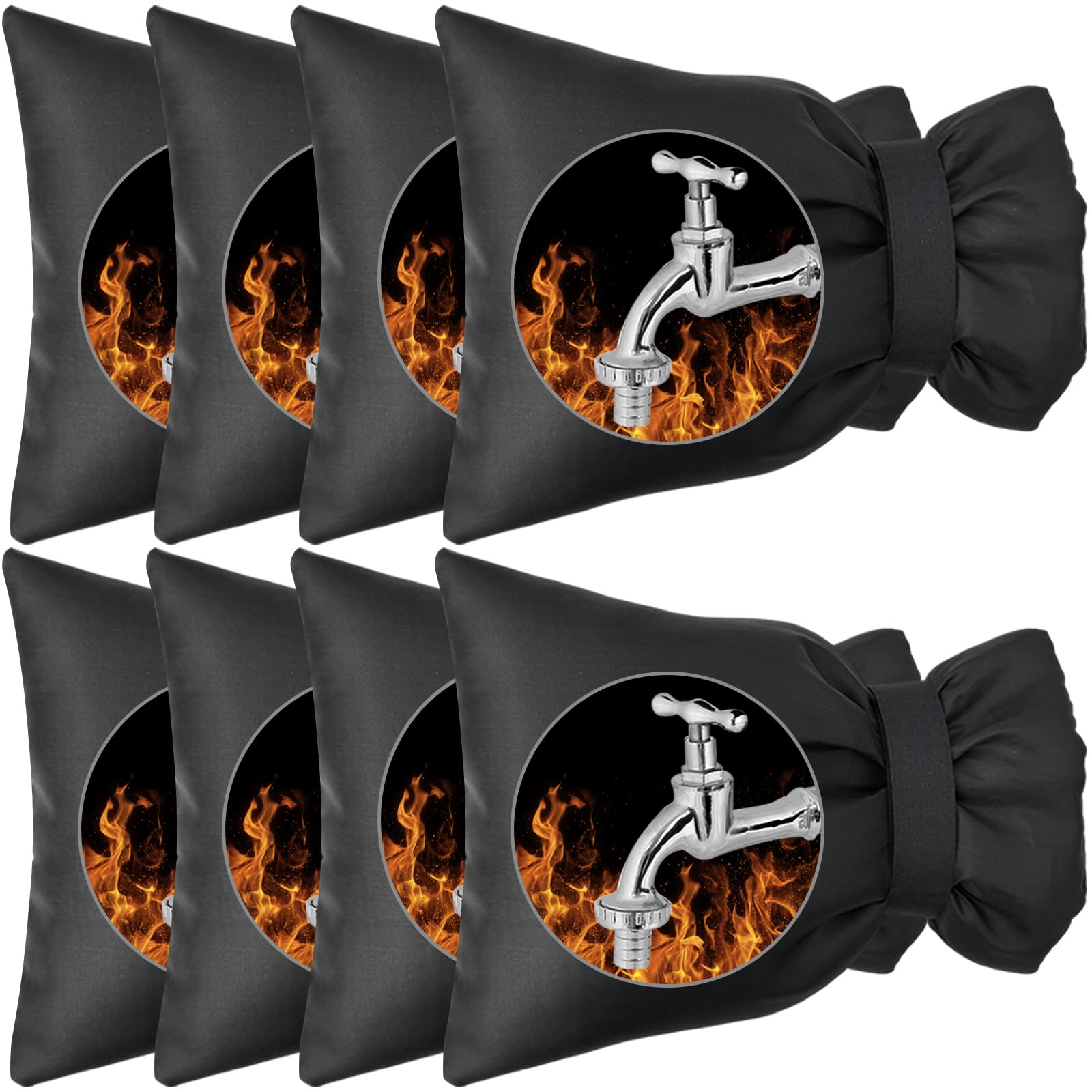 Irieiply 8 Pack Pro 9.8"H x 7.1"W Outdoor Insulated Faucet Covers for Winter Freeze Protection, Hose Bib Covers Reusable Waterproof Large Spigot Covers Winter Insulated