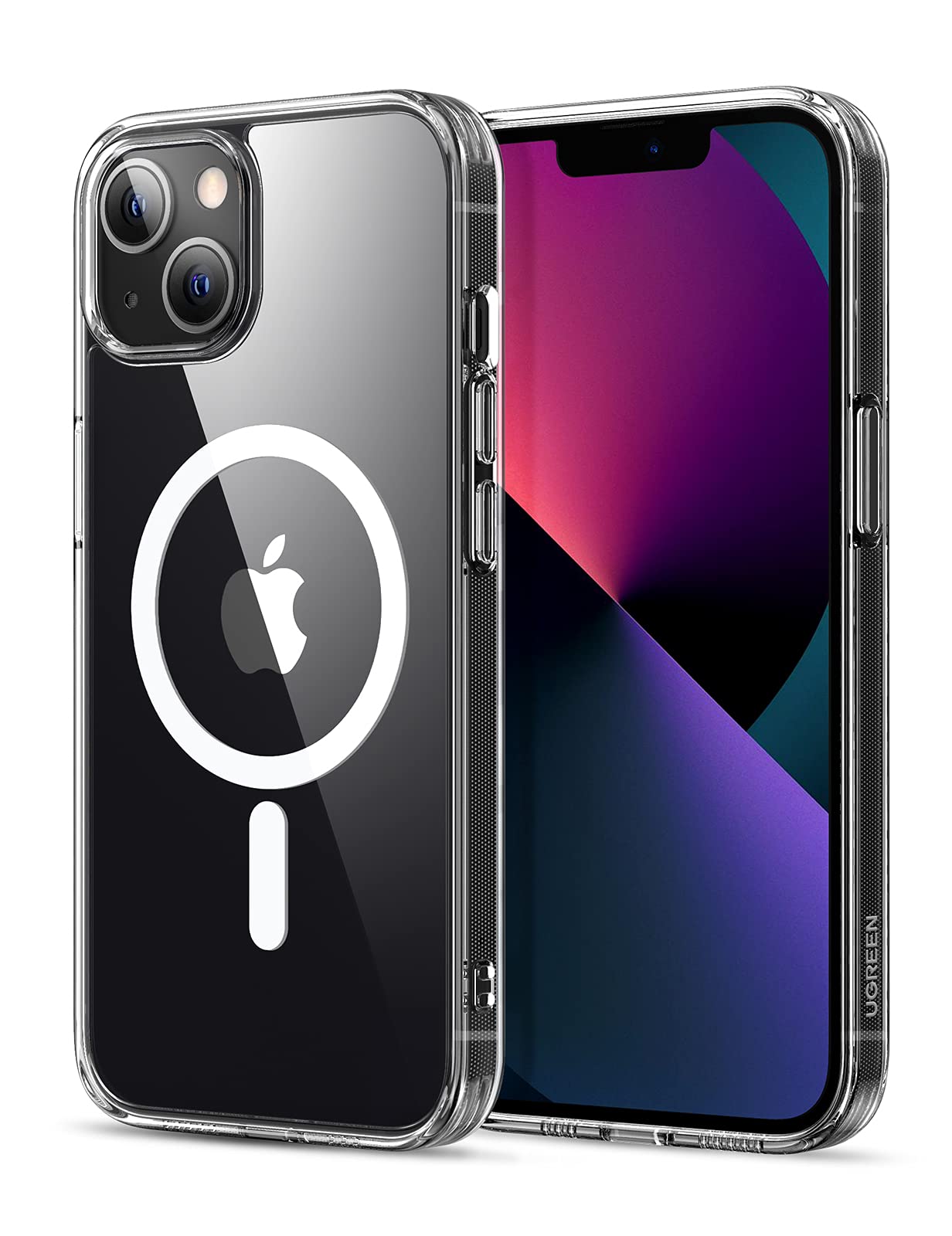 UGREEN iPhone 13 Magsafe Case 6.1 Inch Slim Thin Magnetic Case Yellowing-Resistant Shock Absorption Anti-Scratch and Anti-Drop Hard Back Crystal Case Cell Phone Cover Compatible with iPhone 13 Case