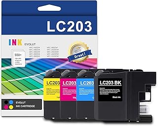 4Pack LC203 High Yield Ink Cartridges(1Black,1Cyan,1Magenta,1Yellow)- Eout Compatible LC203 XL Ink Cartridge Replacement for Brother LC203 Ink Work with MFC-J460DW,MFC-J480DW,MFC-J485DW Printer, LC203
