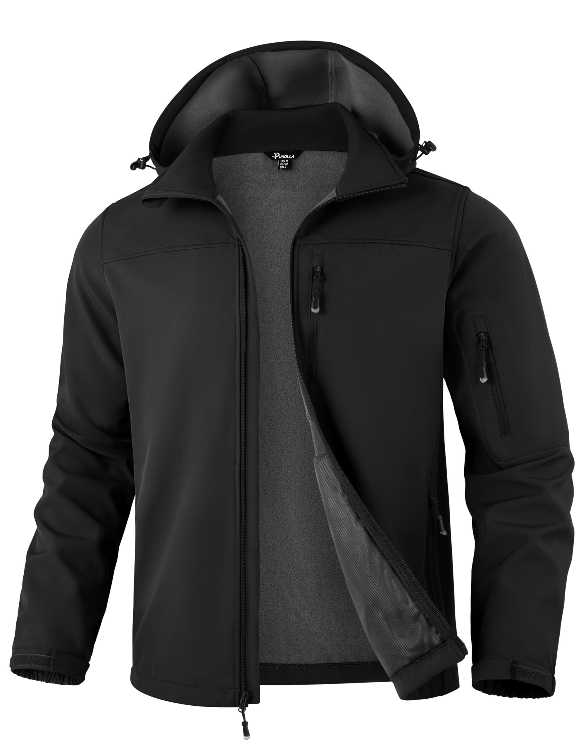 Pudolla Men's Softshell Jacket Fleece Lined
