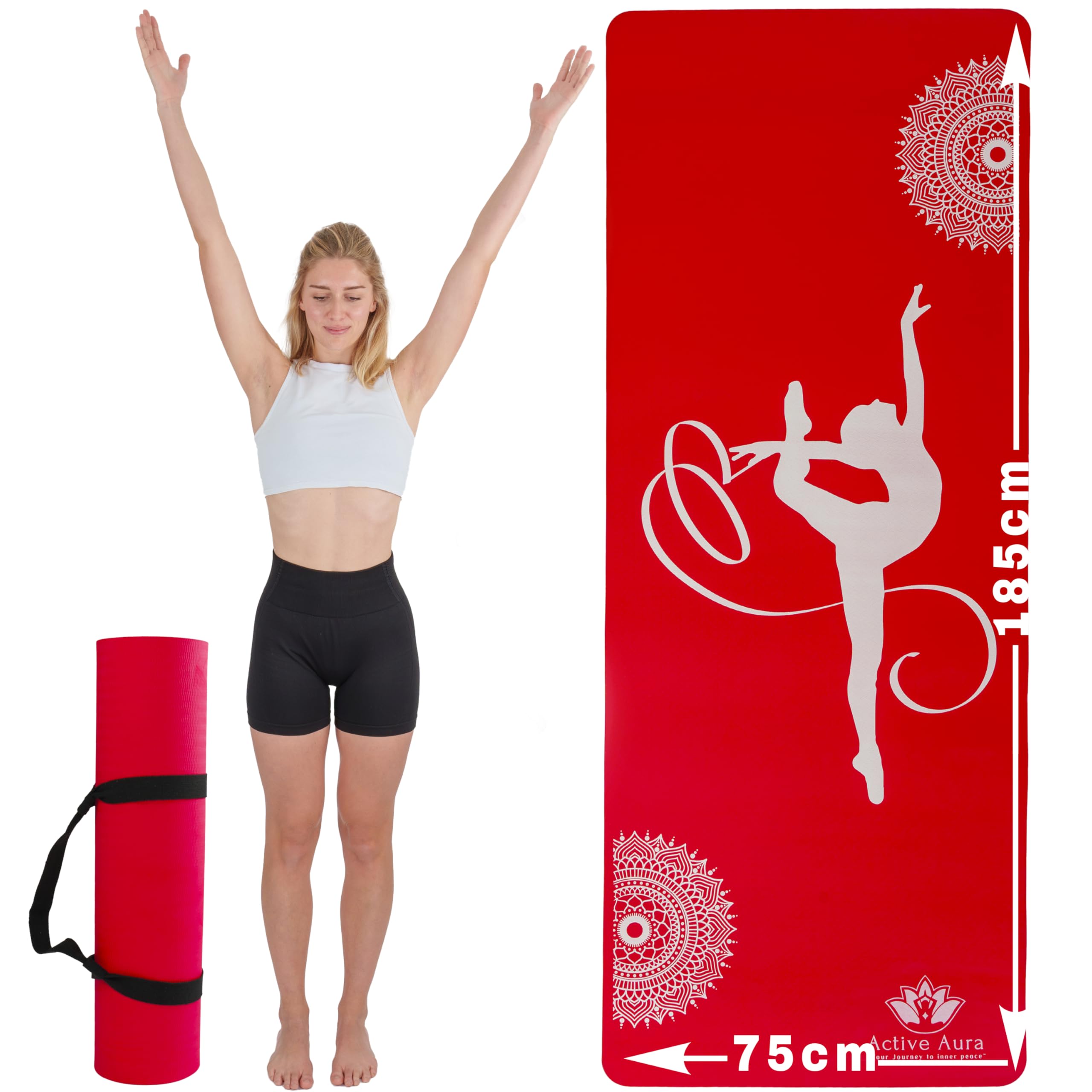 Large Exercise Mat, Workout Mat, Home Gym Mats, Exercise Heavy Duty Gym Flooring Fitness Mat, Large Yoga Mat Cardio Mat for Weightlifting, Jump Rope, MMA, Shoe-Friendly, Balance and Graceful extension TPE Yoga Mat for Men and Women with Sleek Yoga Strap for Effortless Carry Solution| 8mm Thickness for Superior Cushioning | 185 x 70 cm Extra Wide, Anti Slip Mat, Pilates, Exercise for Body Fitness and Health