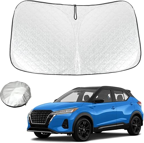 Parasol plegable más grueso para Nissan Kicks 2023, 2022, 2021, 2020, 2019, 2018, bloquea los rayos UV, mantiene tu automóvil más fresco