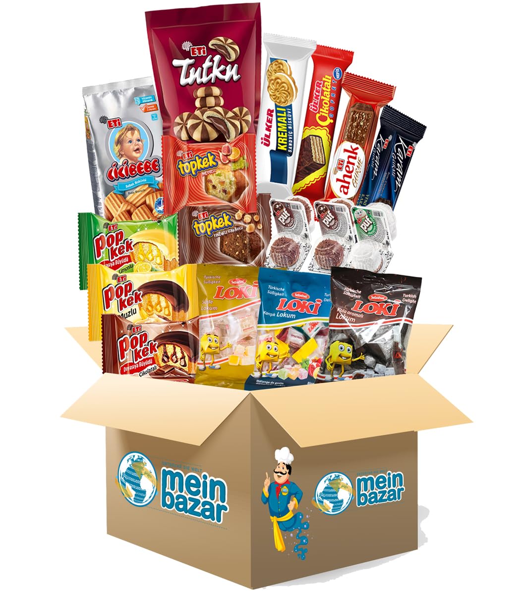 Meinbazar Türkische Süßigkeiten Geschenkidee Box - Süßigkeiten Set XL - 20 Teile - Mix Party Box - Halal Produkte