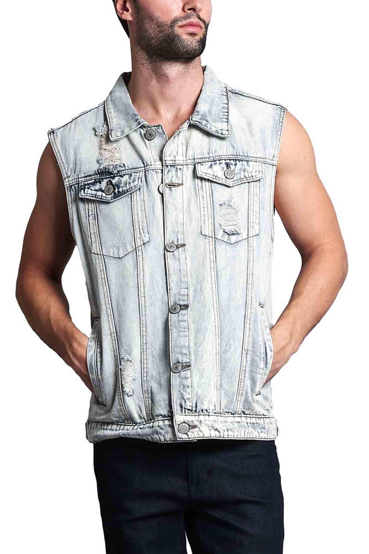 VICTORIOUS Rocker Denim Jean Vest Jacket