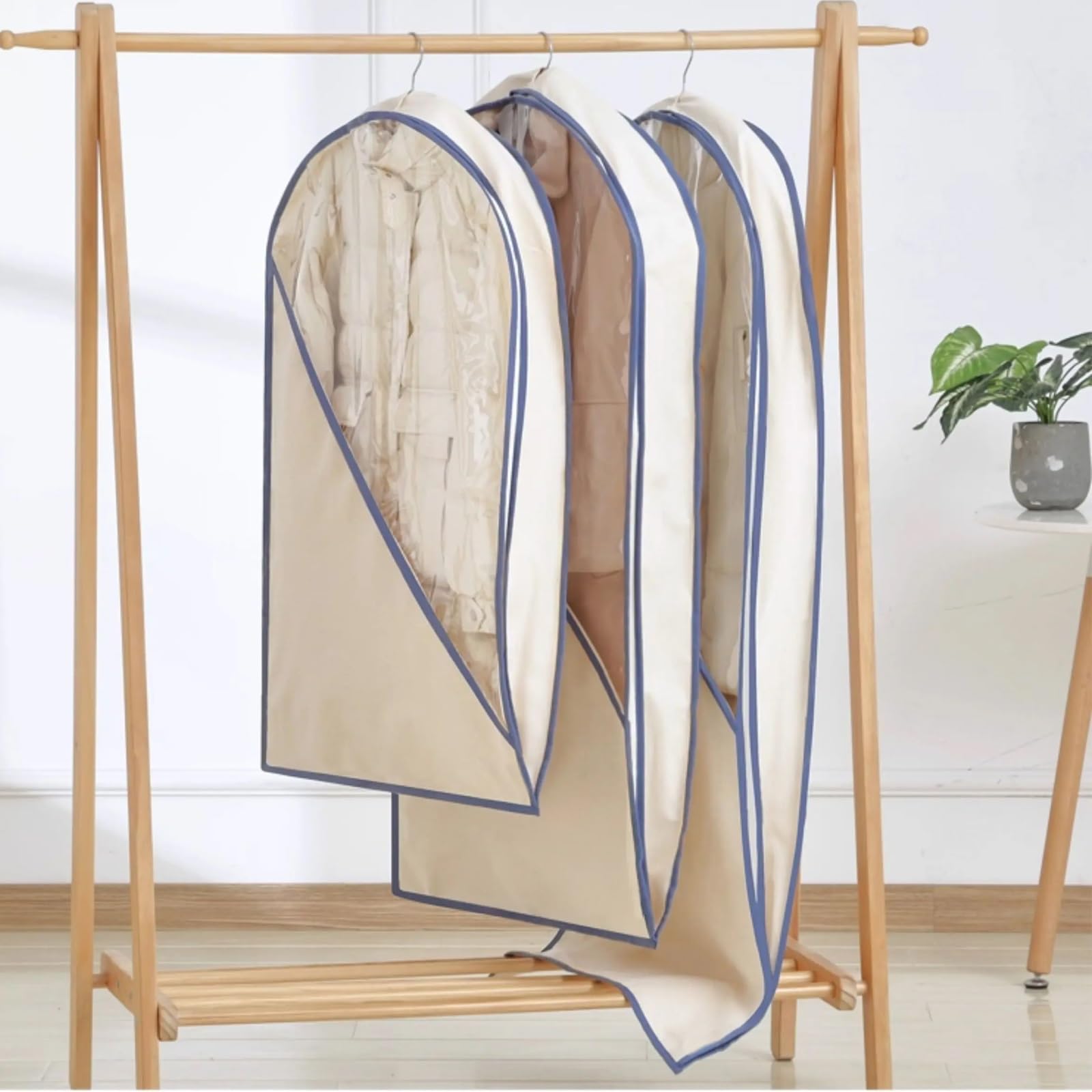 Funda Ropa Armario, Bolsas para Guardar Ropa Fabricadas Lona de Algodón Ventana Transparente, Aptas para Chaquetas Plumón Trajes Gala Abrigos(Green,60 * 10 * 130cm/24 * 4 * 51in)