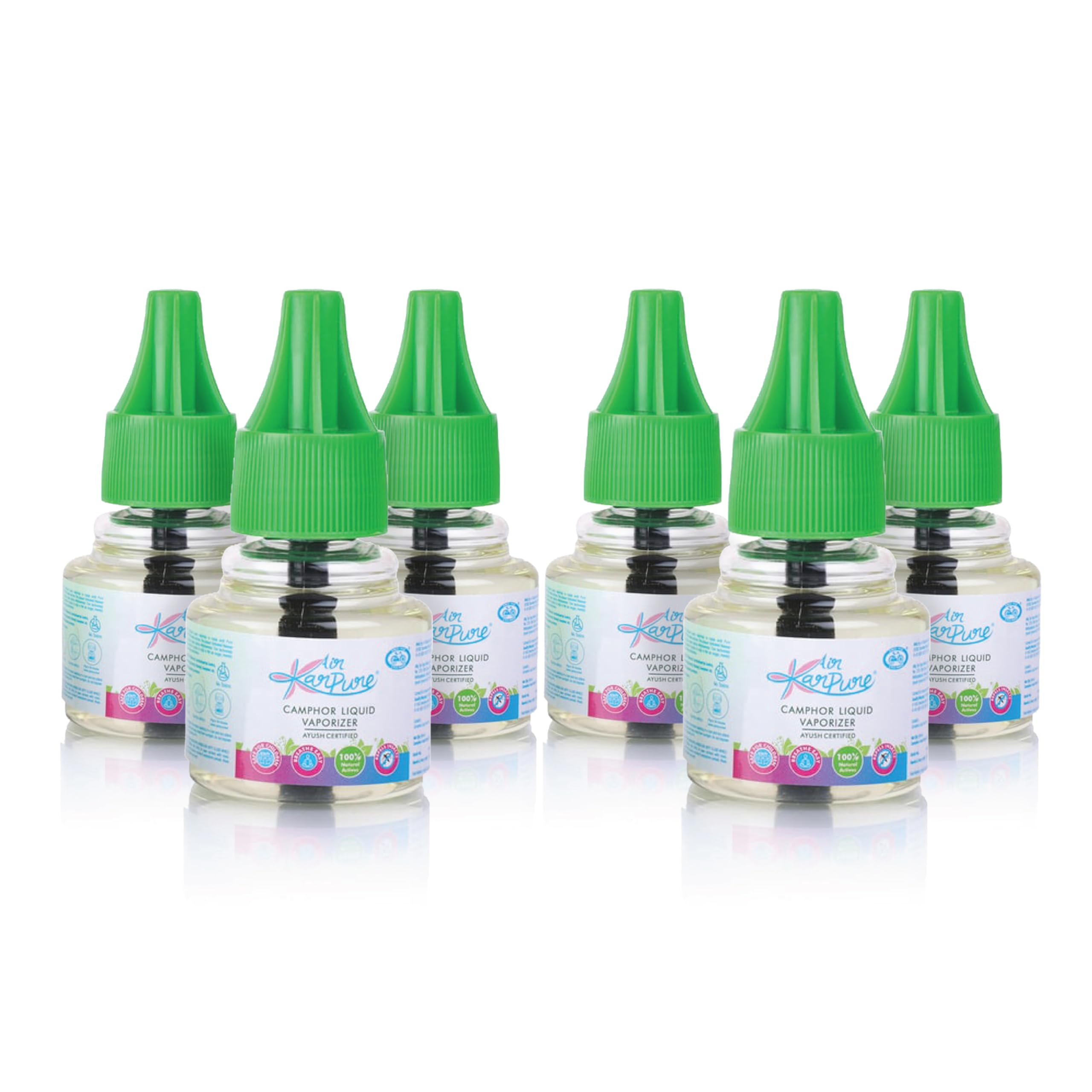 Cycle Pure Karpure Camphor Vaporizer Refill Pack of 6, 45mlx4 | Original Kapoor Fragrance | Ayush Certified | Baby & Skin Safe, Pet Friendly