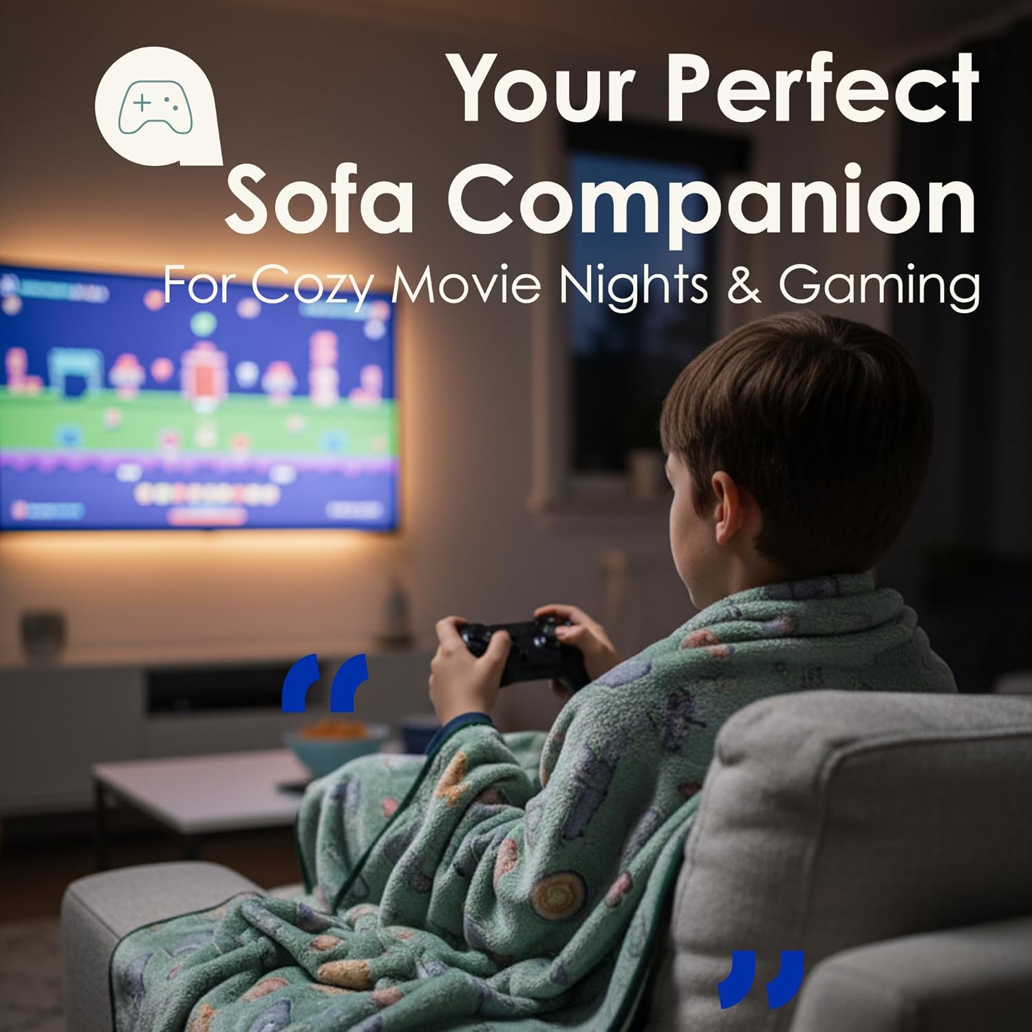 Glow in The Dark Gaming Throw Blanket for Kids, Ultra-Soft Fleece Gamer Blanket with Glow Dark Icons, Cozy Lightweight Flannel Blanket for Boys Girls Bedroom, Couch & Travel (Green, 50”x60”) - Image 4