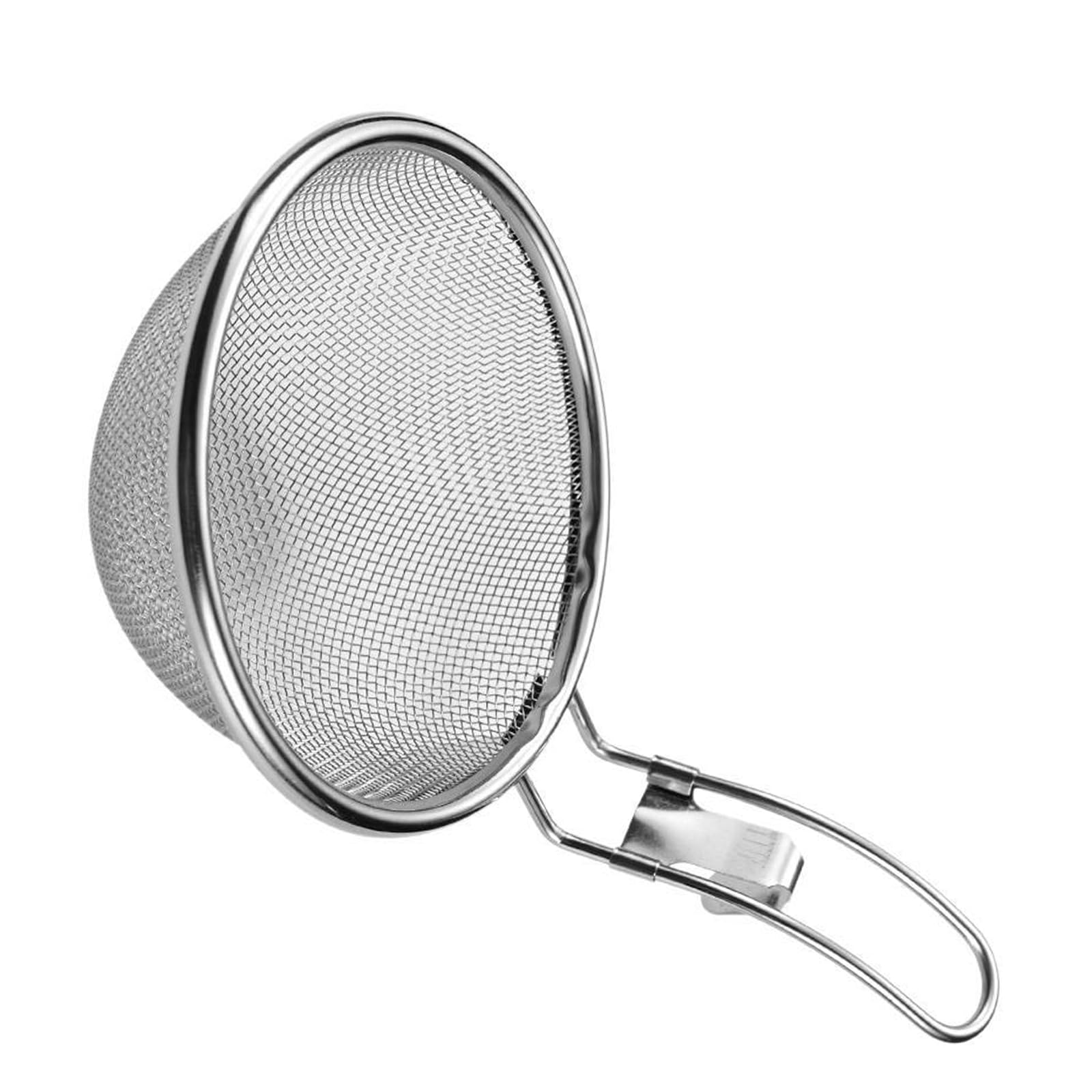 Kalttoy Stainless Steel Strainer Fine Meshes Filter for Oil Soup Cooking Utensils Ergonomic Handle Colander Kitchen Gadget Stainless Steel Skimmer with Hook