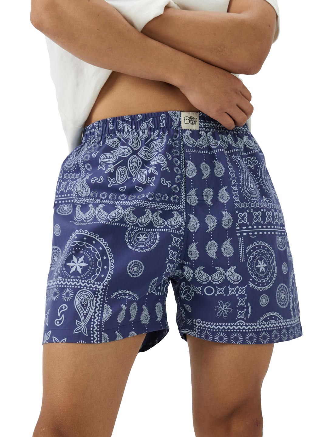 The Souled Store Mosaic Men and Boys Pull On Blue All Over Printed Cotton Boxer Shorts