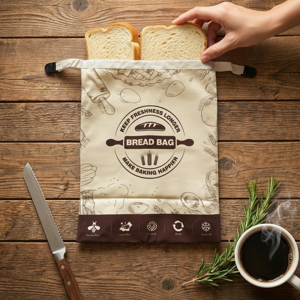 2 Pack Reusable Beeswax Bread Bags, 16x12 Inch Cotton Storage Bags with Removable Liner for Sourdough & Homemade Bread, Fresh-Keeping for Fridge and Daily Use