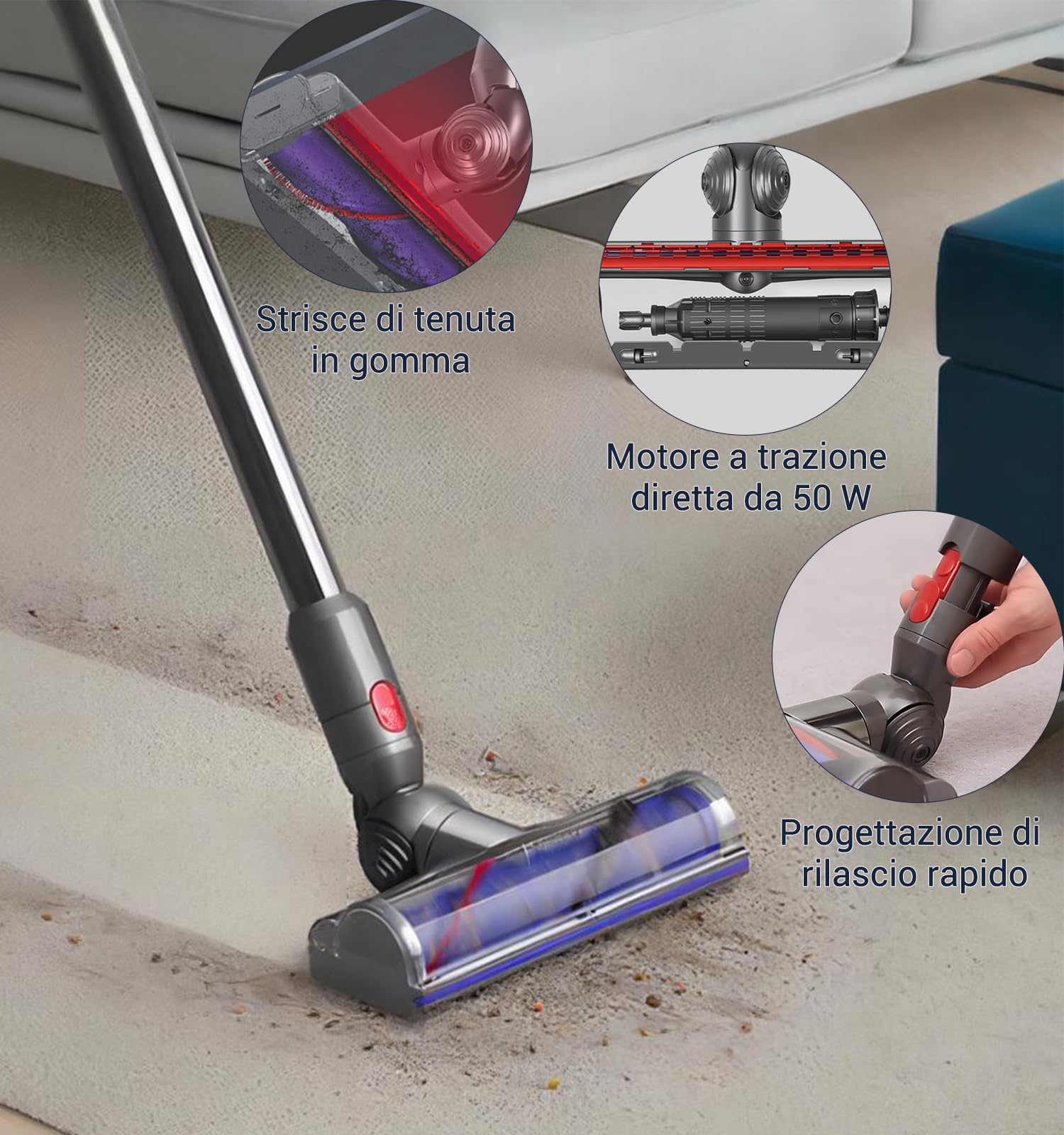 DAMAIYI Spazzola Motorizzata Compatibile per Dyson Aspirapolvere: V7, V8, V10, V11, V15 - Accessorio, Spazzola a Turbina, Spazzola di Ricambio