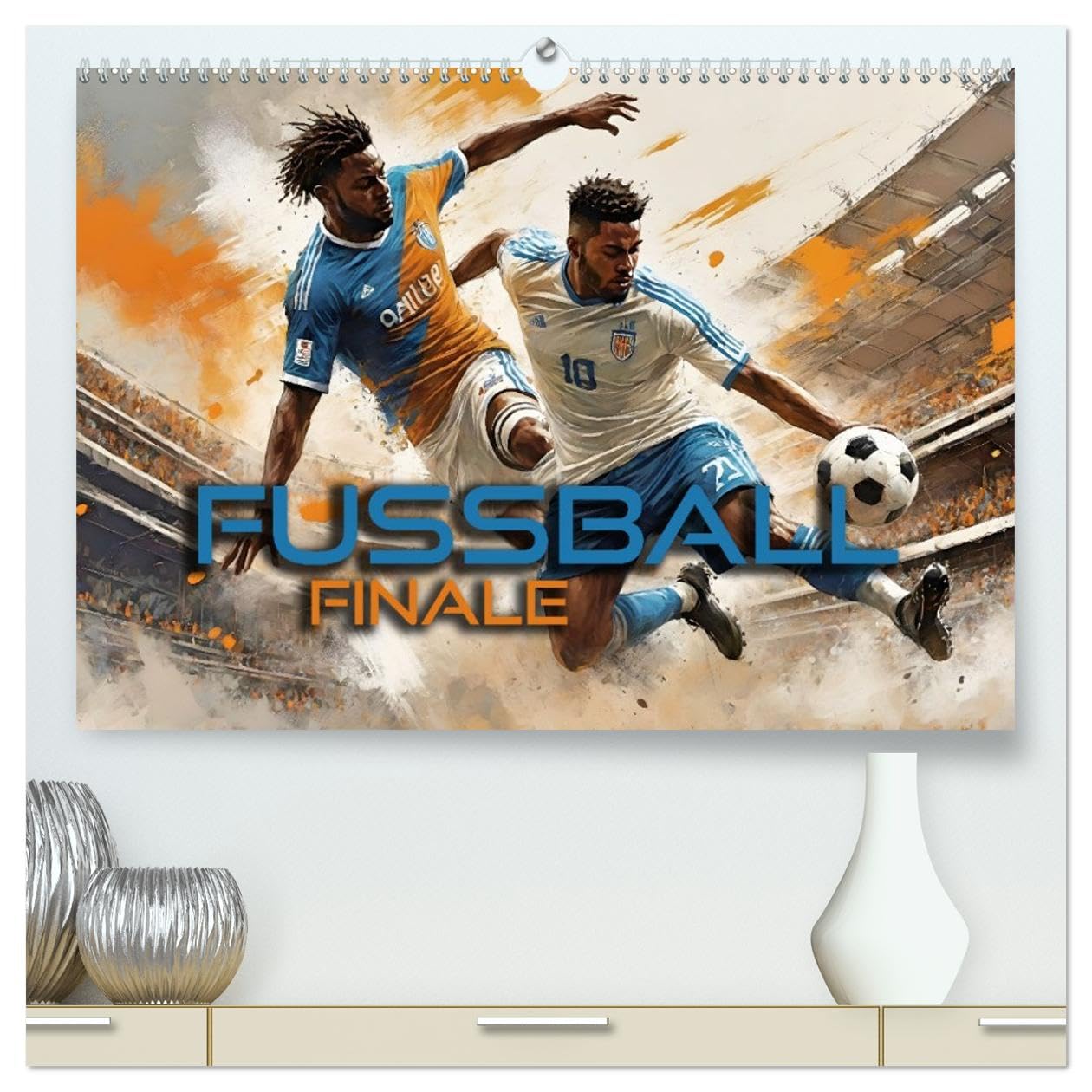 Fußball - Finale (hochwertiger Premium Wandkalender 2026 DIN A2 quer), Kunstdruck in Hochglanz: Atmosphärische Illustrationen dynamischer Spielszenen rund um das Thema Fußball (CALVENDO Sport)