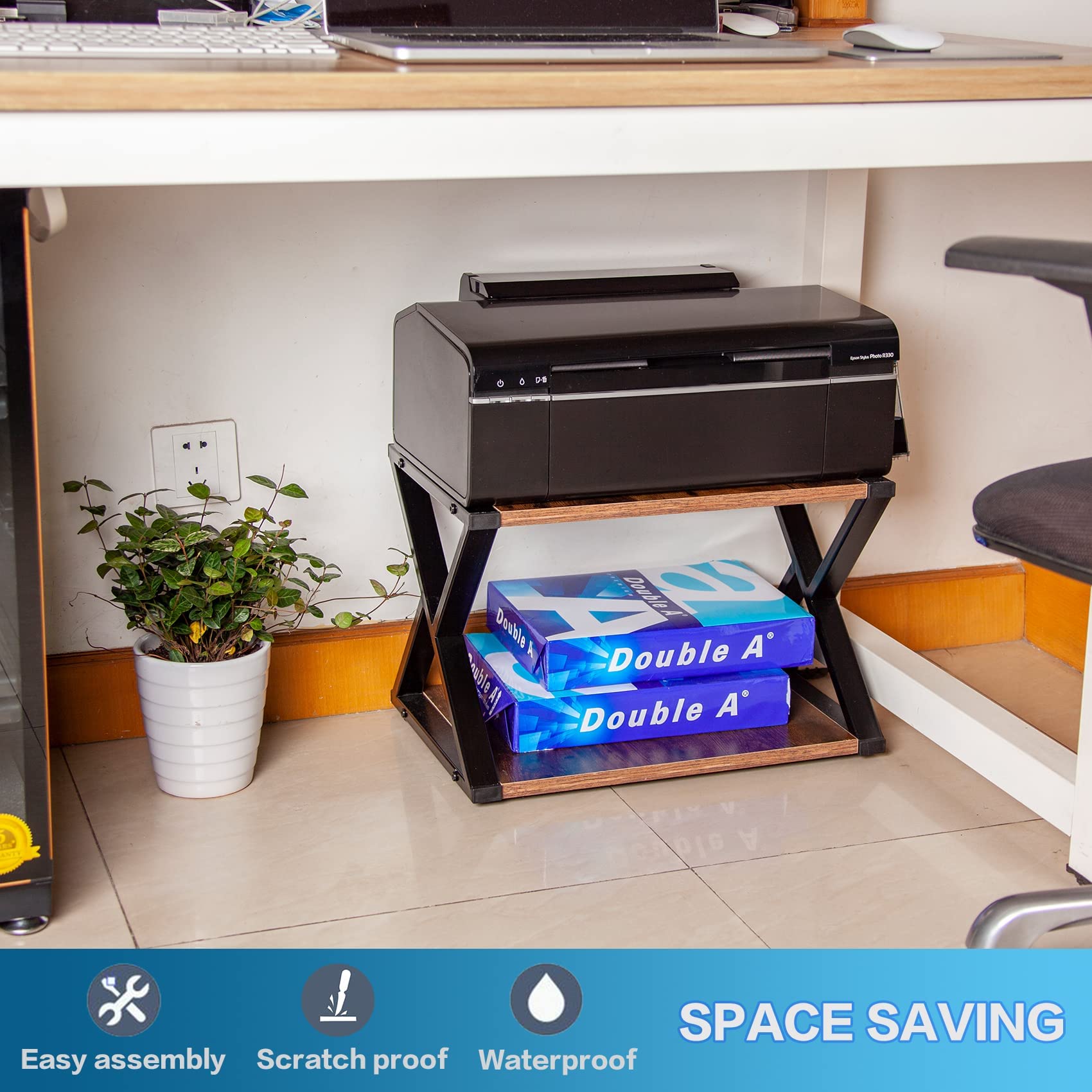Small Printer Table for Small Spaces Under Desk Printer Stand for