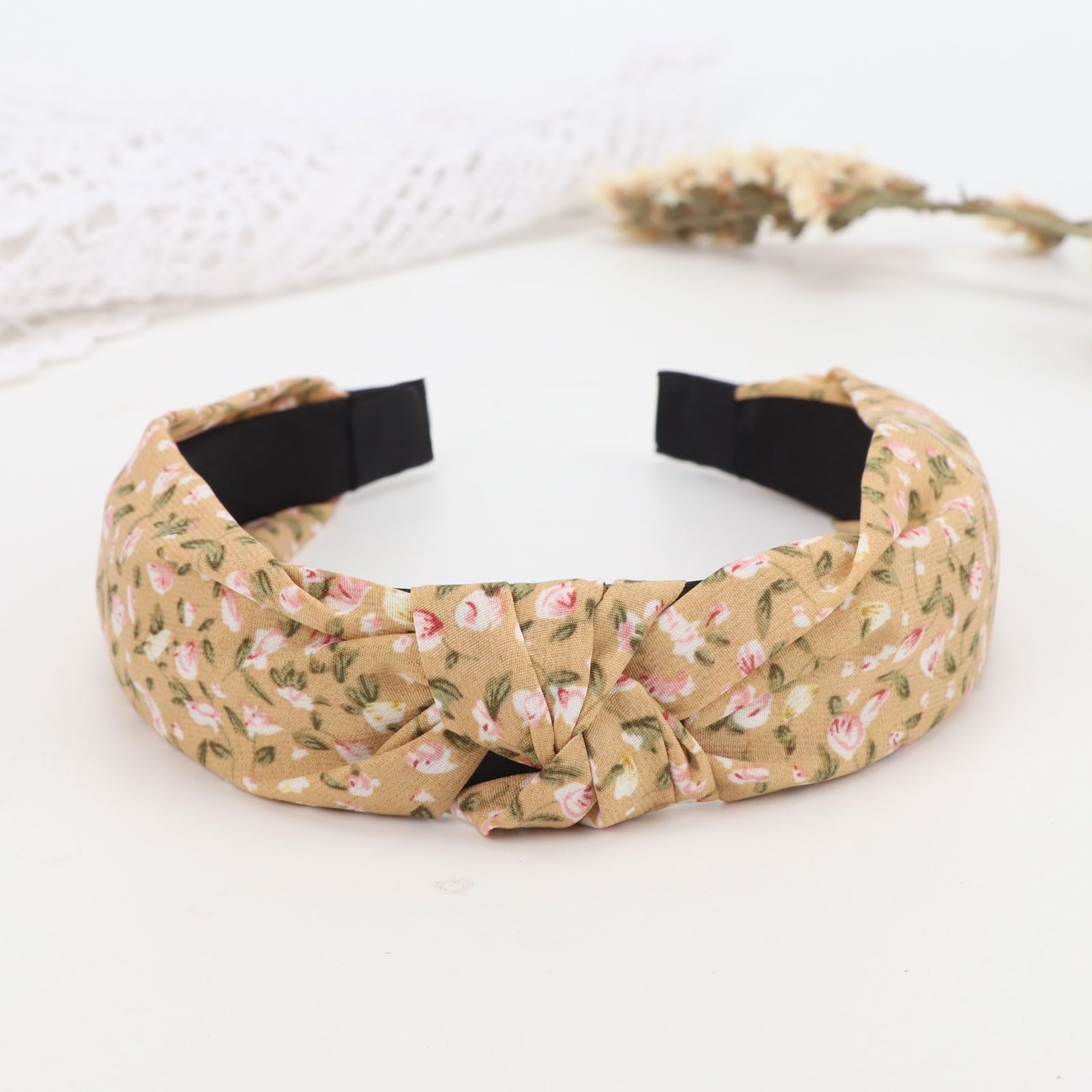 4pcs Wide Floral Headbands Twisted Knot Hair Bands Brown Women Girls hair bands for women sold on Temu United States main image 4