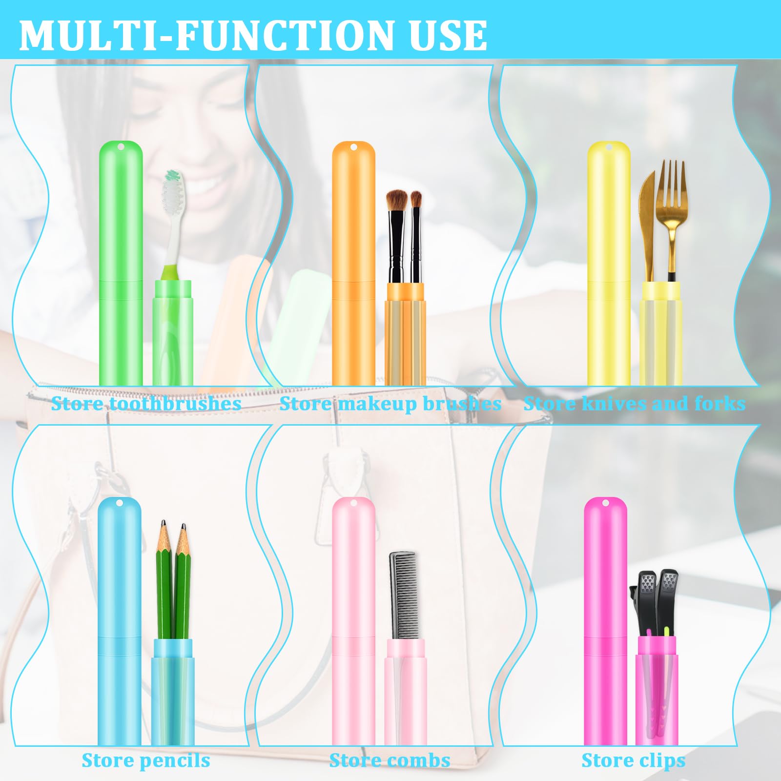 SIKEMAY 150 soportes para cepillos de dientes de viaje, estuche de viaje para cepillo de dientes a granel, plástico portátil, a prueba de polvo, transpirable, soporte para cepillos de dientes para