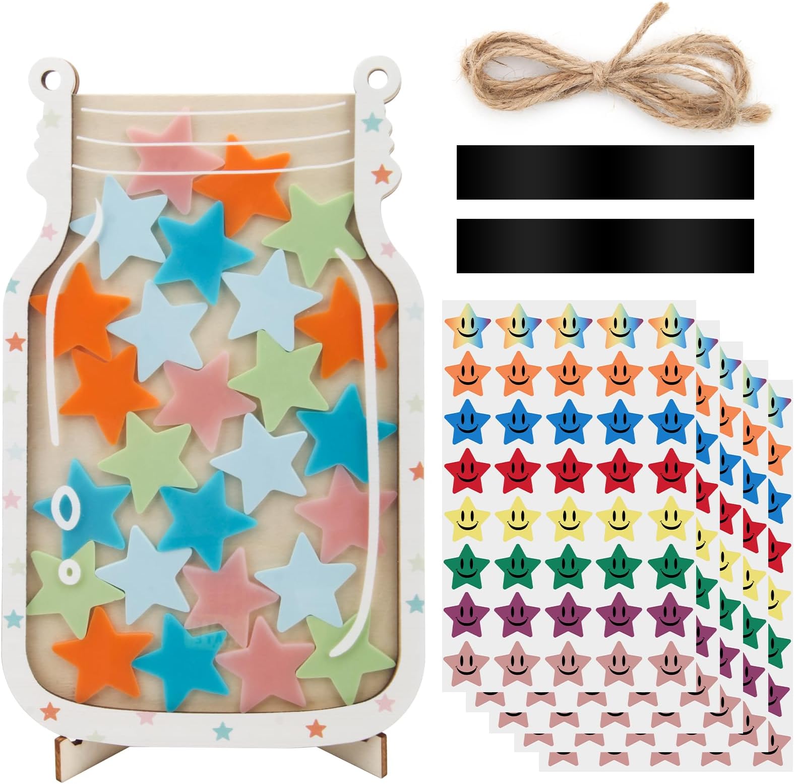 Personalized Stars Reward Jar for Kids, DIY, with Colorful