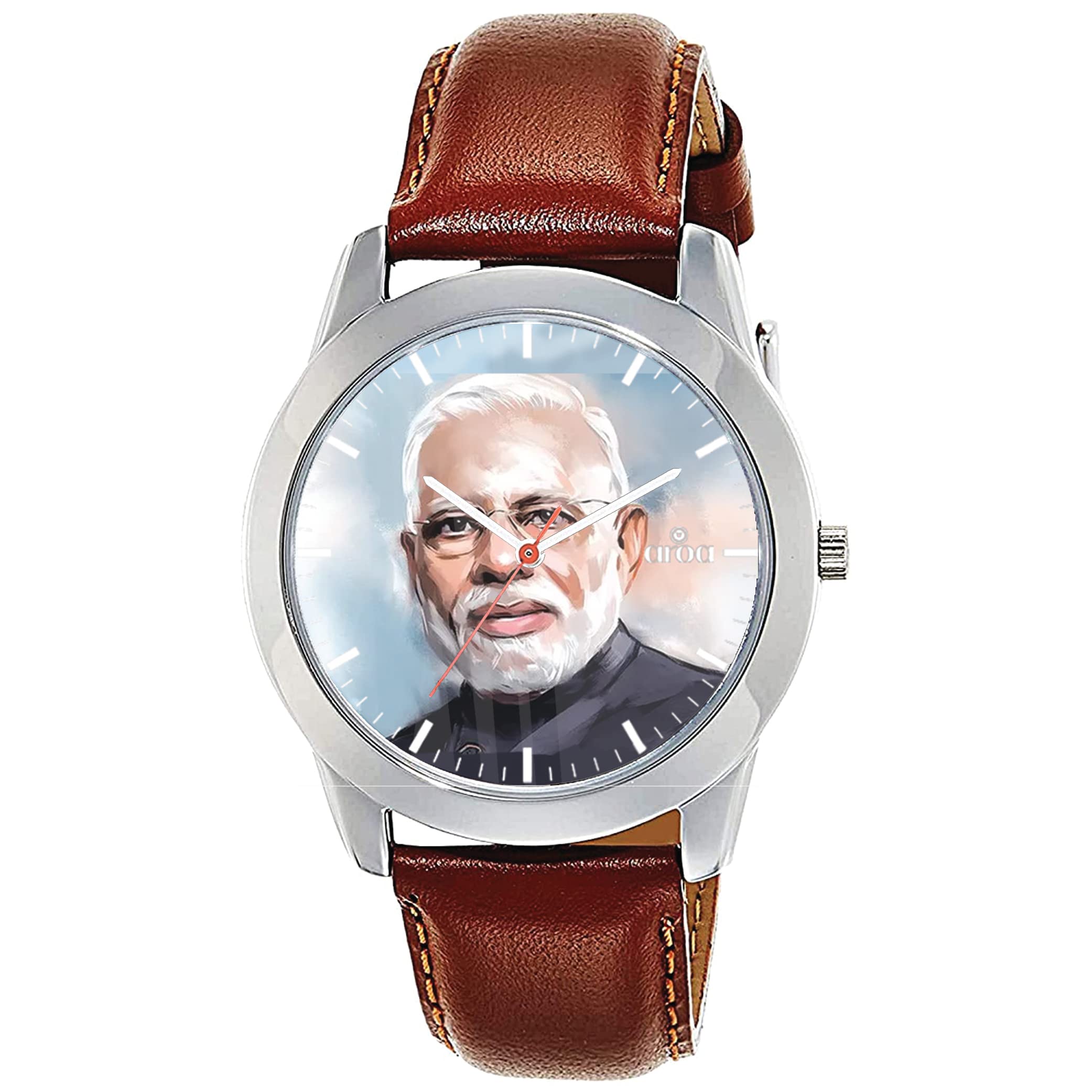 AROA Watch New Watch for Narendra Modi Painting Model : 151 Steel Metal Type Analog Brown Strap Watch White Dial for Men Stylish Watch for Boys (B0BZSRH2CH) Amazon Price History, Amazon Price Tracker