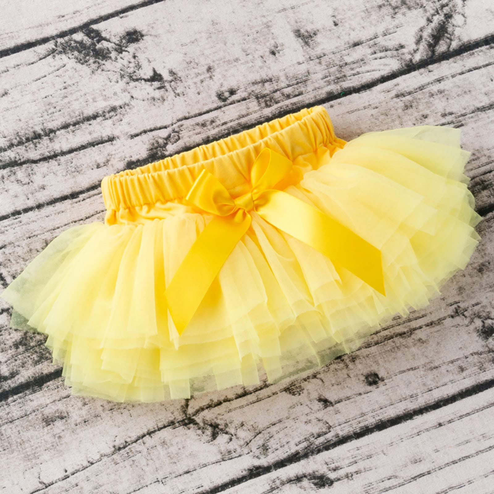 Toddler Baby Girls Layered Tutu Skirt Infant Girls Mesh Tulle Tutus Skirts Dance Ballet Skirts (Yellow, 6-12 Months)